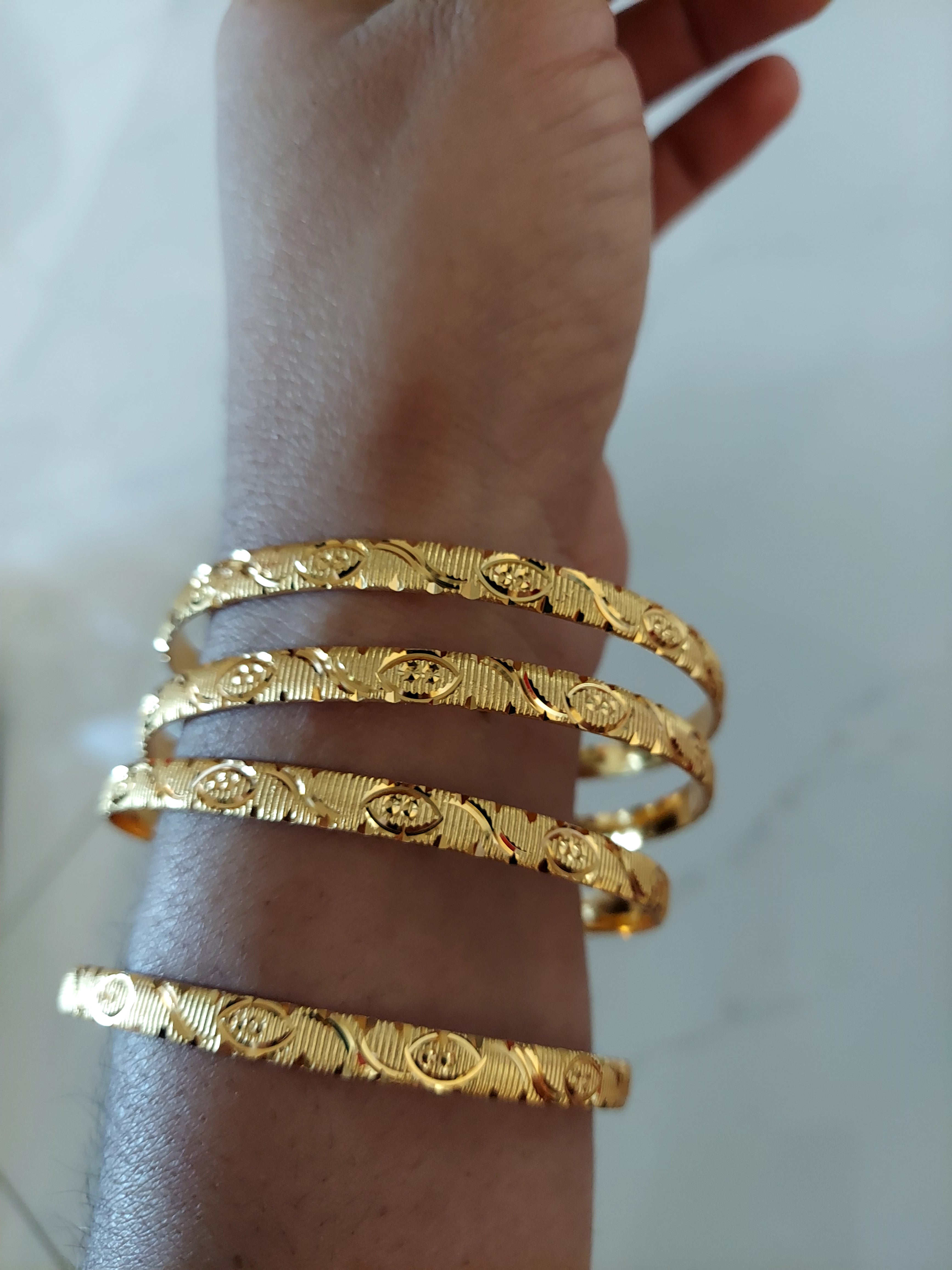 4Pcs Stacable Bangles Set-Gold Plated