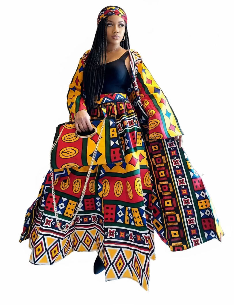 3pcs Set Maxi Skirt Pocketbook wrap Dress 764 J