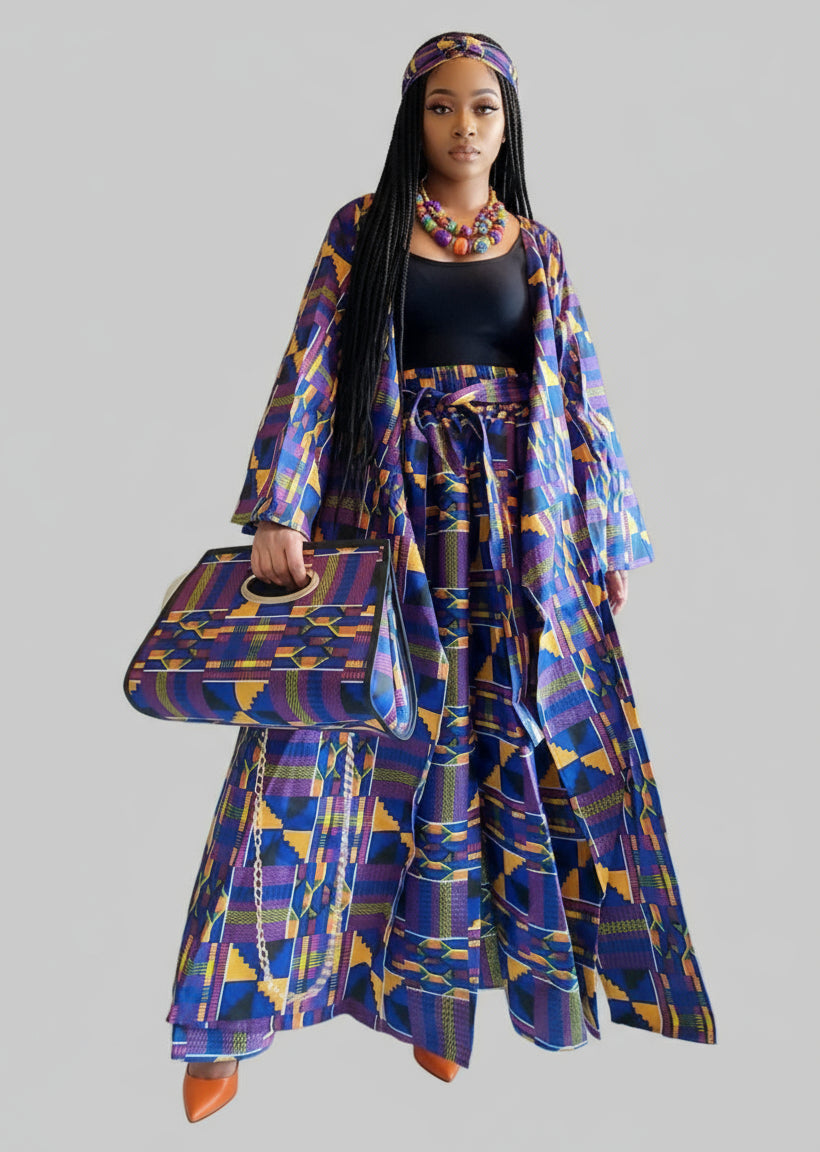 3pcs Set Maxi Skirt Pocketbook wrap Dress 2167 E