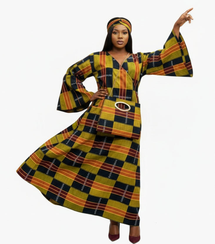 Combo Long Wrap Dress + Pocketbook Set 2025-7