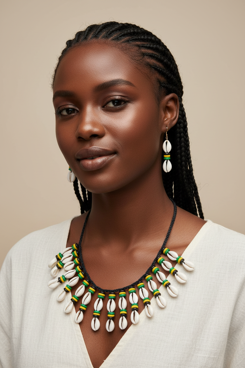 Cowrie Shell Necklace/ Earring Set - Jamaica