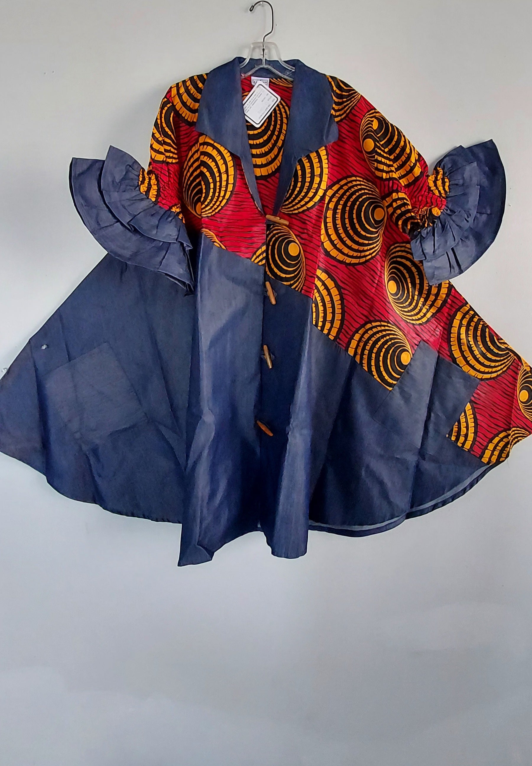 Denim Shirt Dress with Ankara African Print 3139 - P