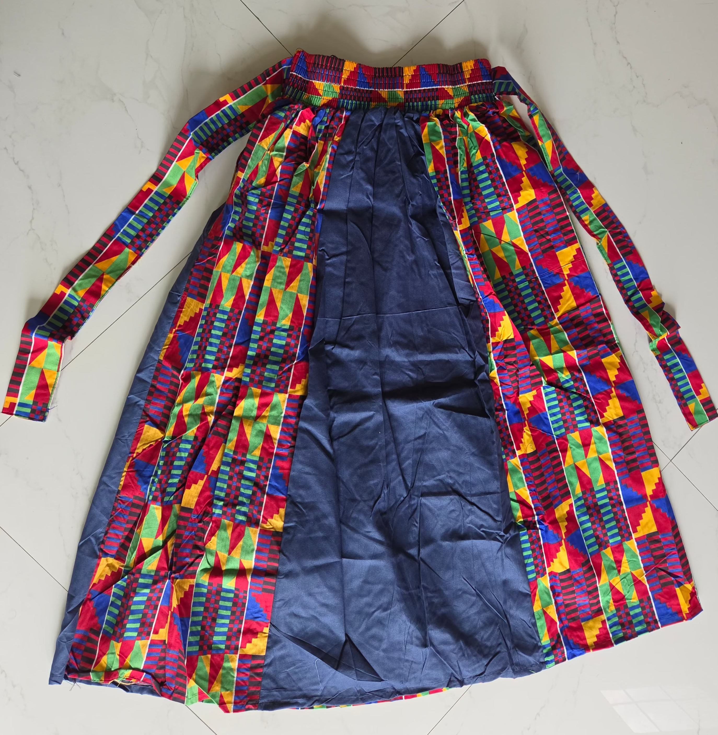 Woman Maxi Skirt Denim/Kente 3006