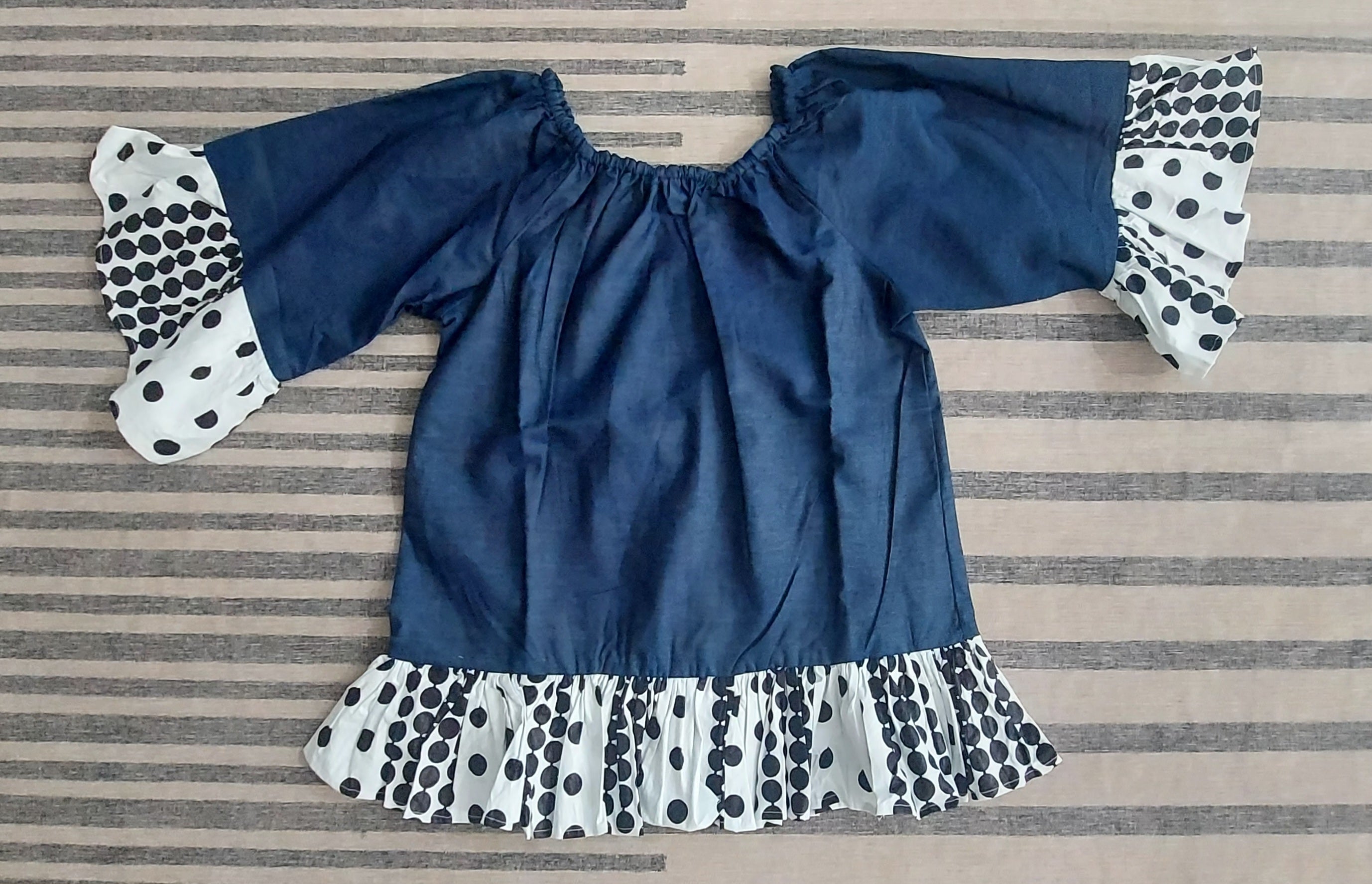 Women Denim Blouse Polkadot 7045