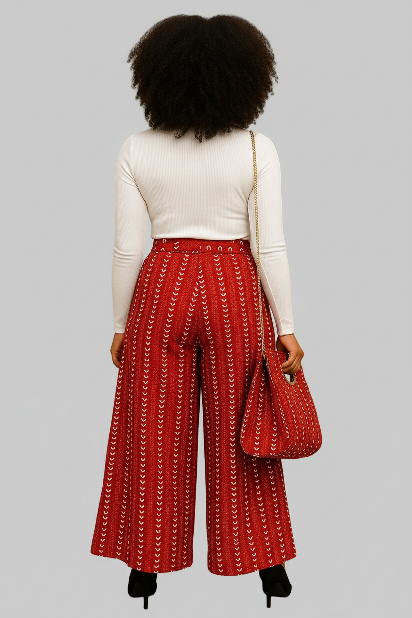 Combo Palazzo Pant & Pocketbook Set Red PS14