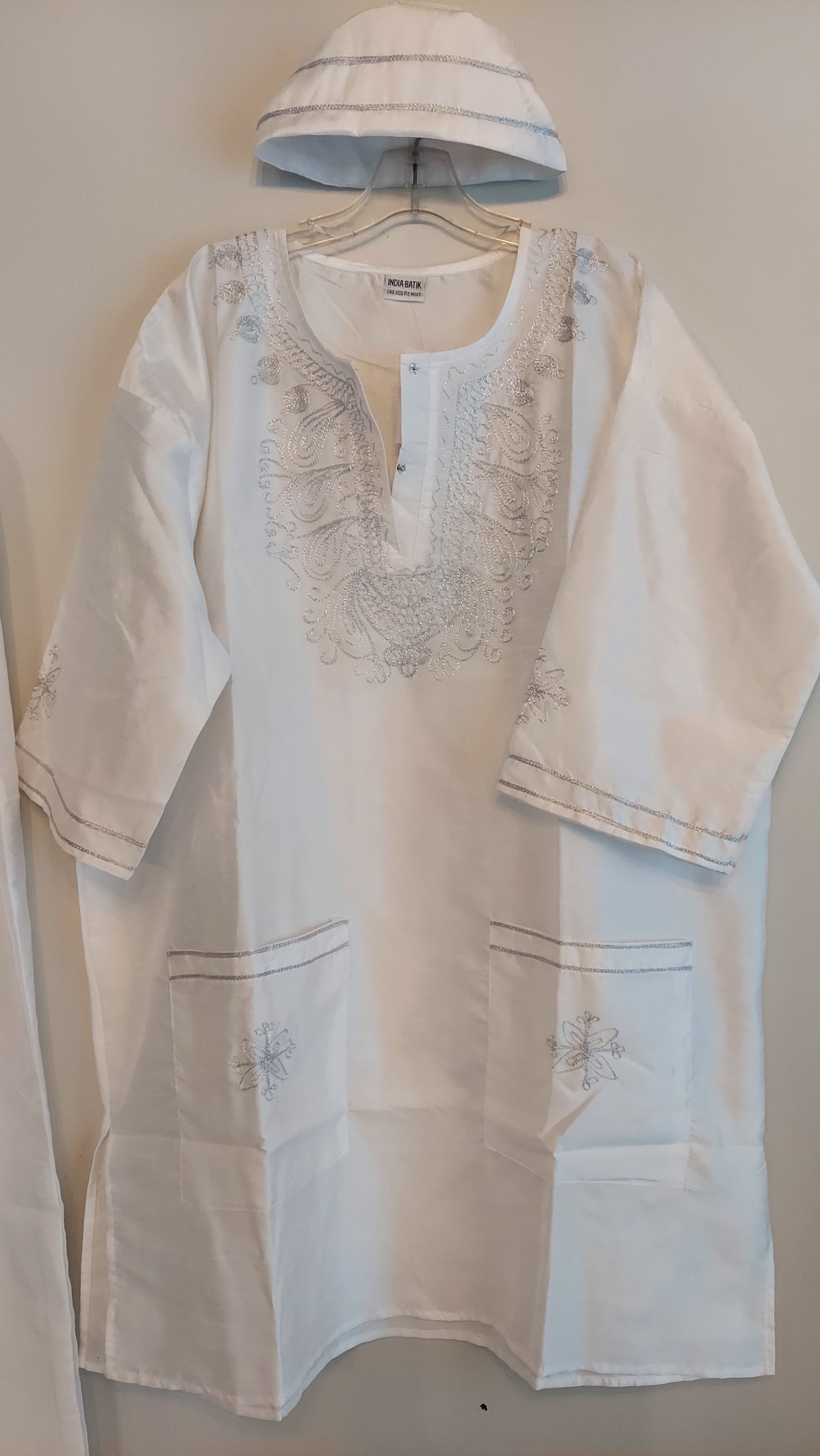 Men's African Attire/ 3Pcs Silk Embroidery Set