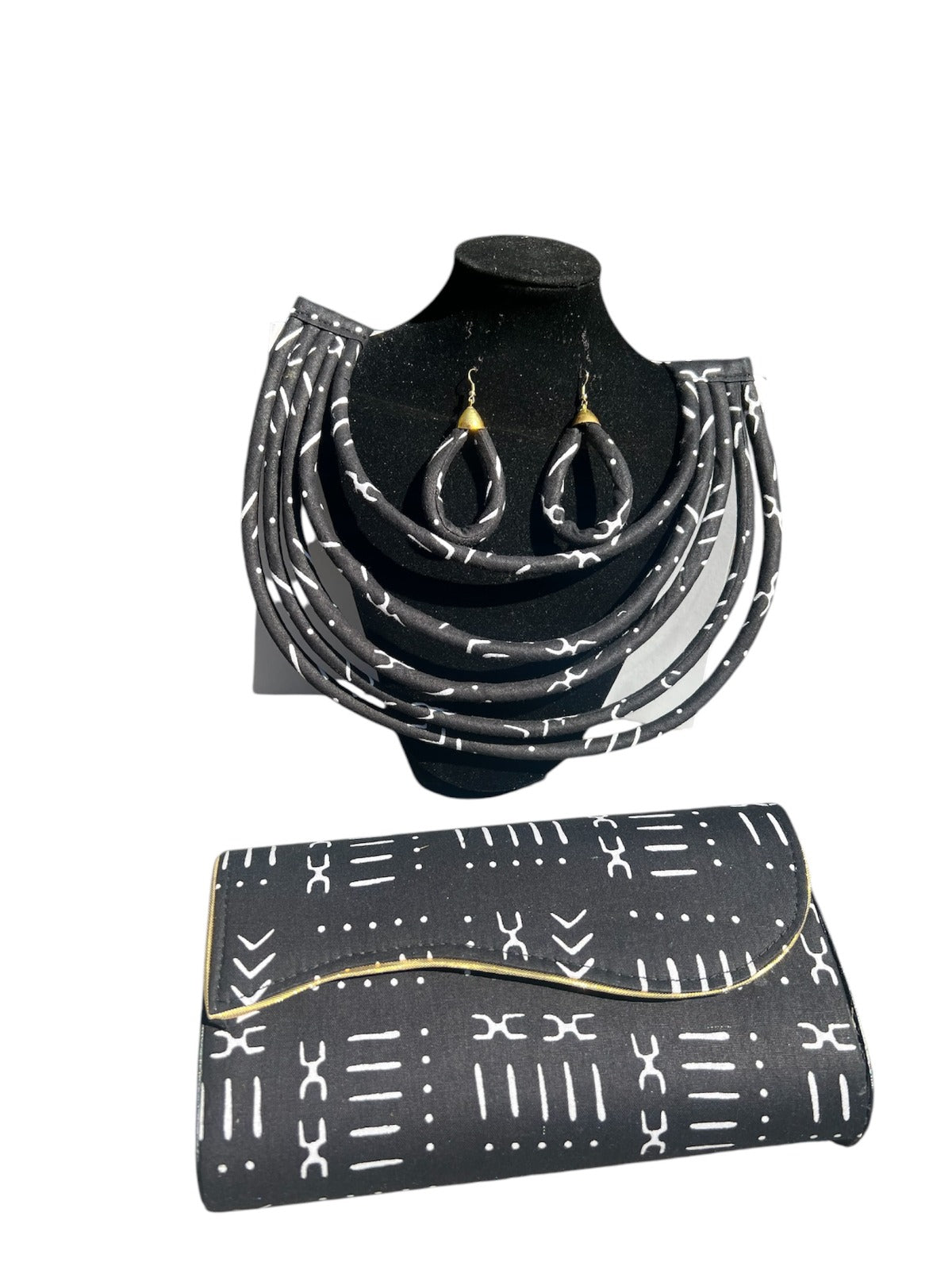 Clutch Bag & Rope Necklace Set /African Print /Ankara