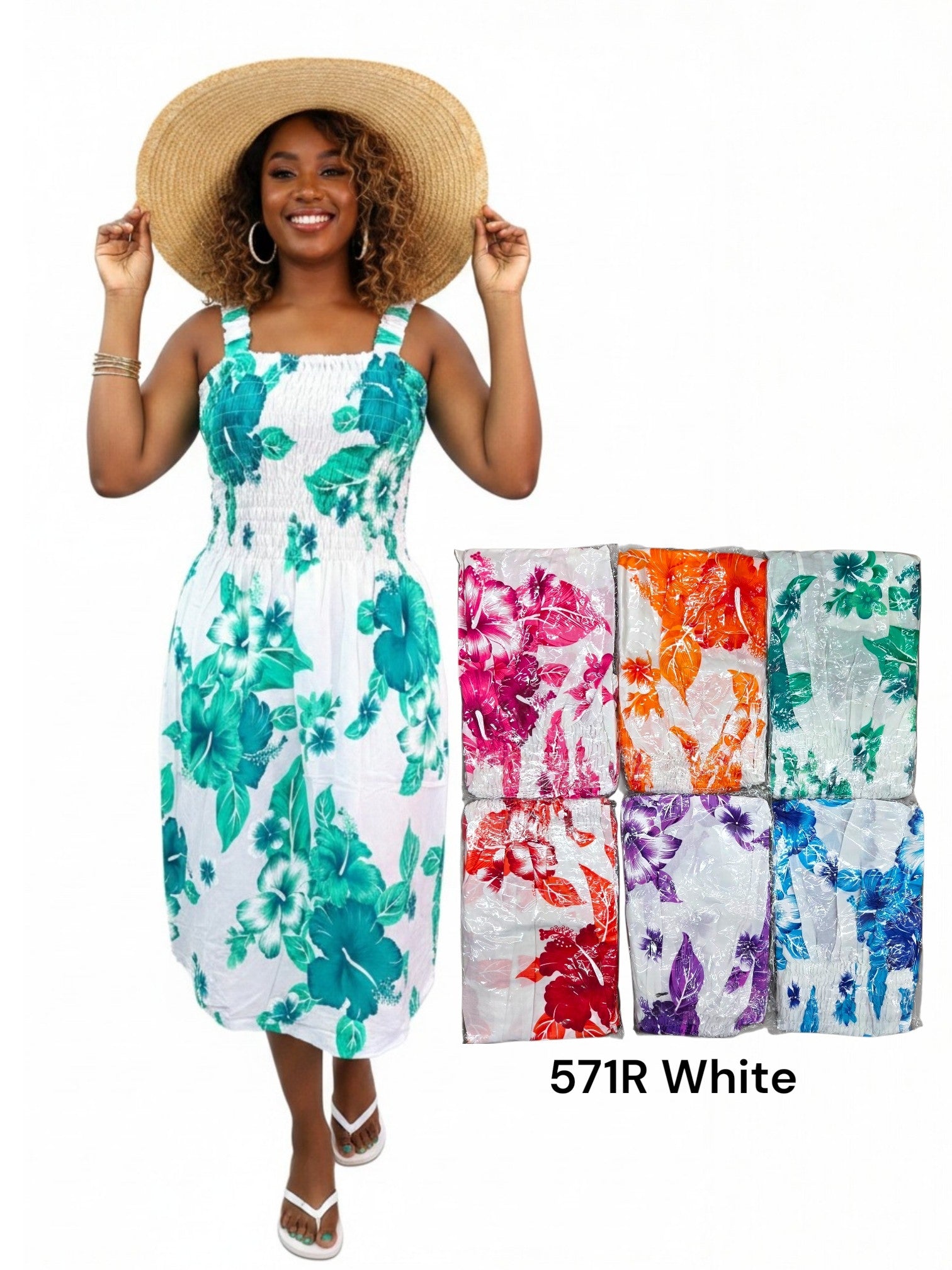 Hawaiian Floral Dress/ Mid Length (6-Pack)  571