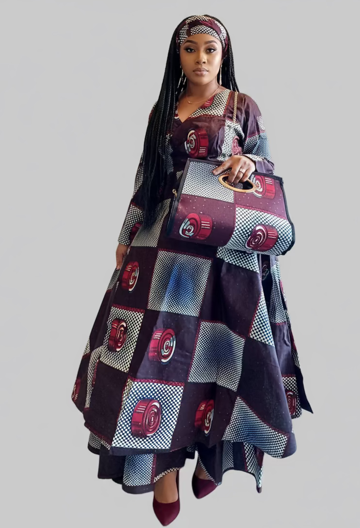 3pcs Set Maxi Skirt Pocketbook wrap Dress 746 L