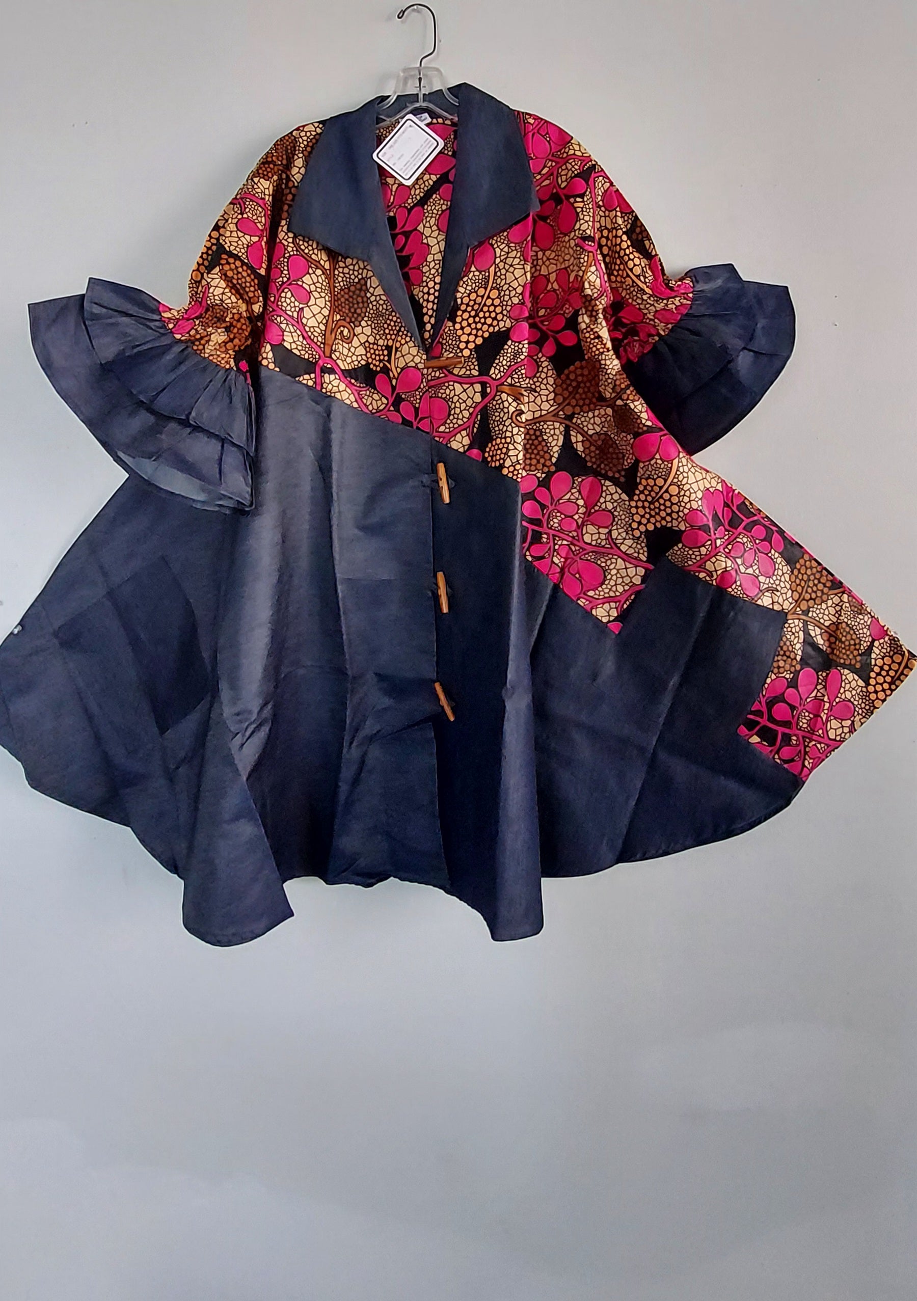 Denim Shirt Dress with Ankara African Print 3139 - Q