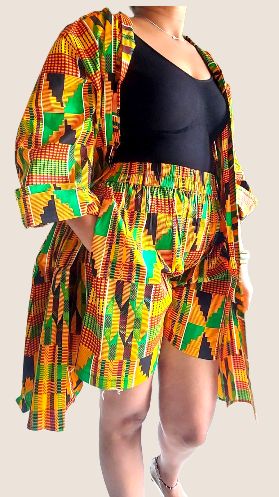 Kimono Shorts Set / Shorts & Kimono / kente Print 012