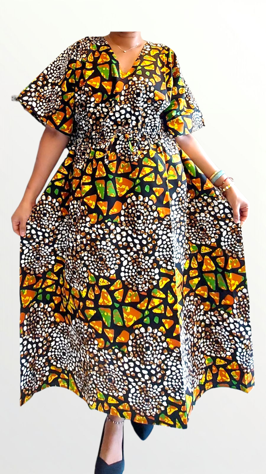 Cotton Kaftan Dress - 9000 Yellow