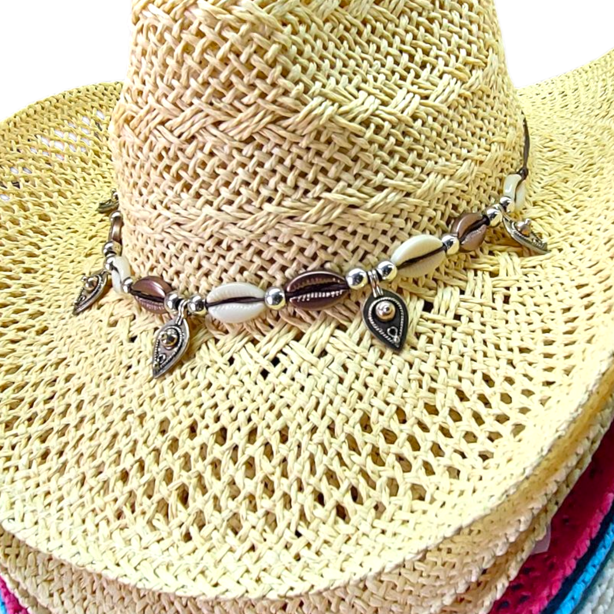 Cowgirl Straw Hat / Pack of 12 Western Hat- Cowrie Shell