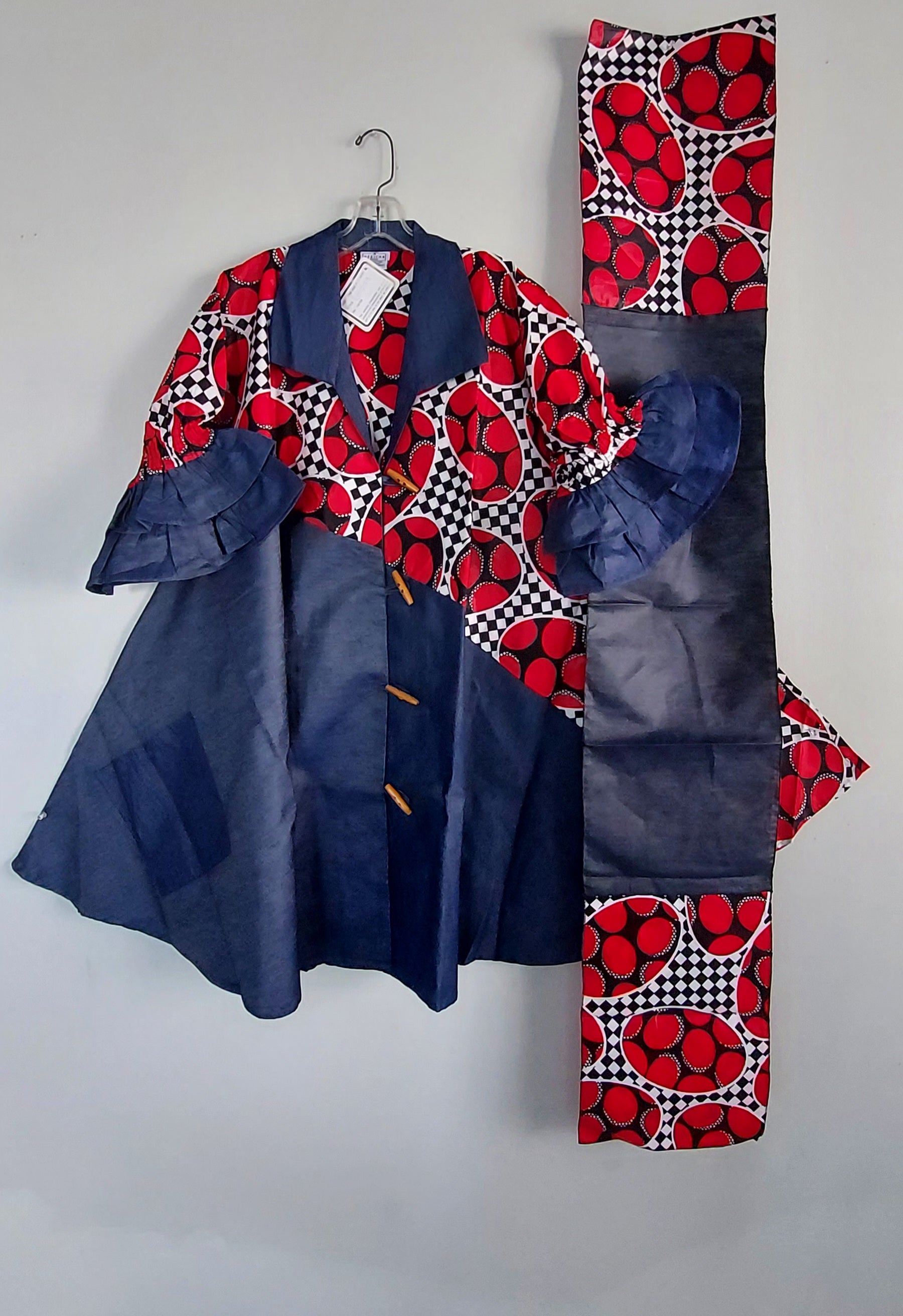 Denim Shirt Dress with Ankara African Print 3139 - N