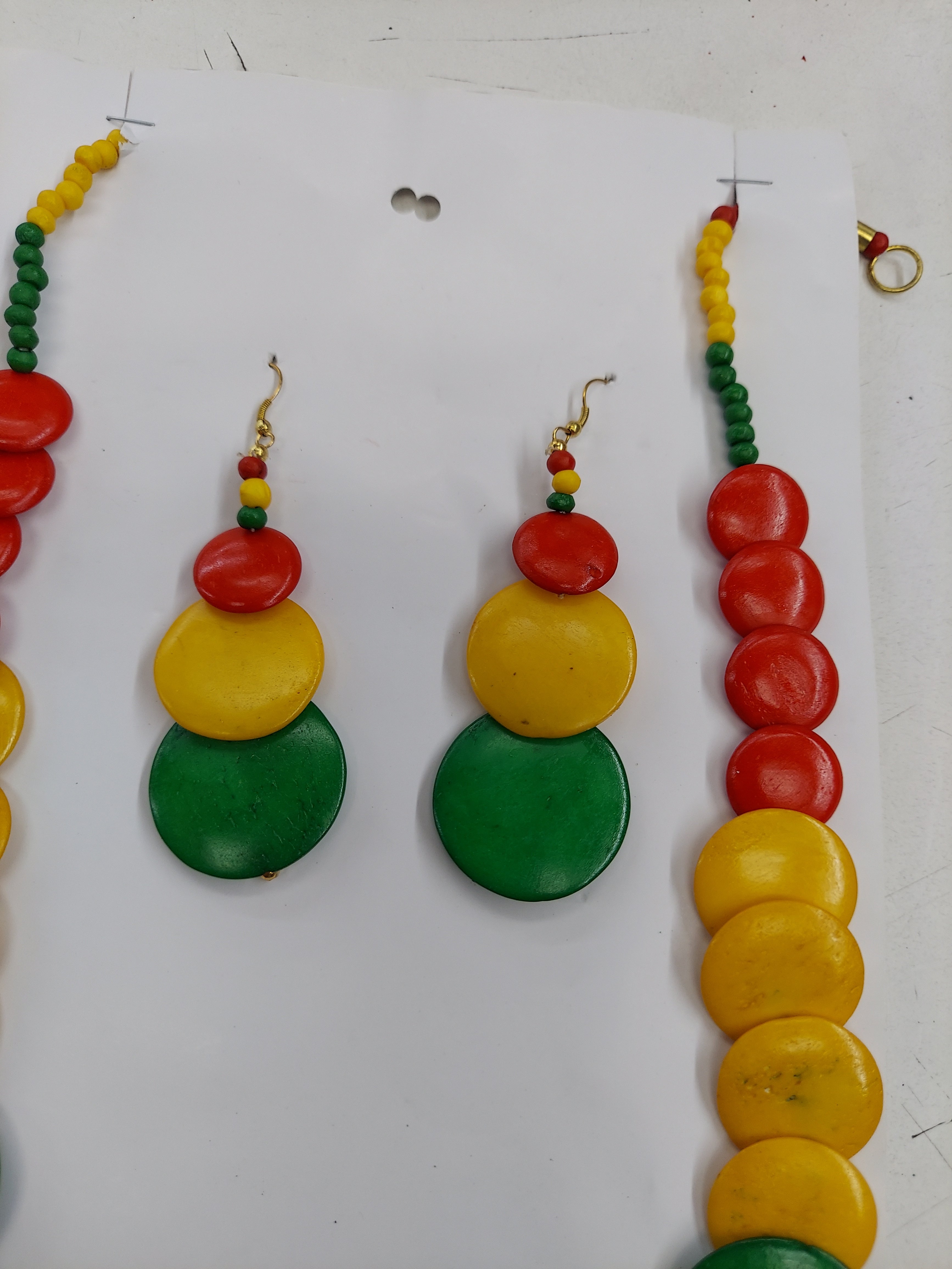 Necklace & Earrings Set Pebbles - Rasta