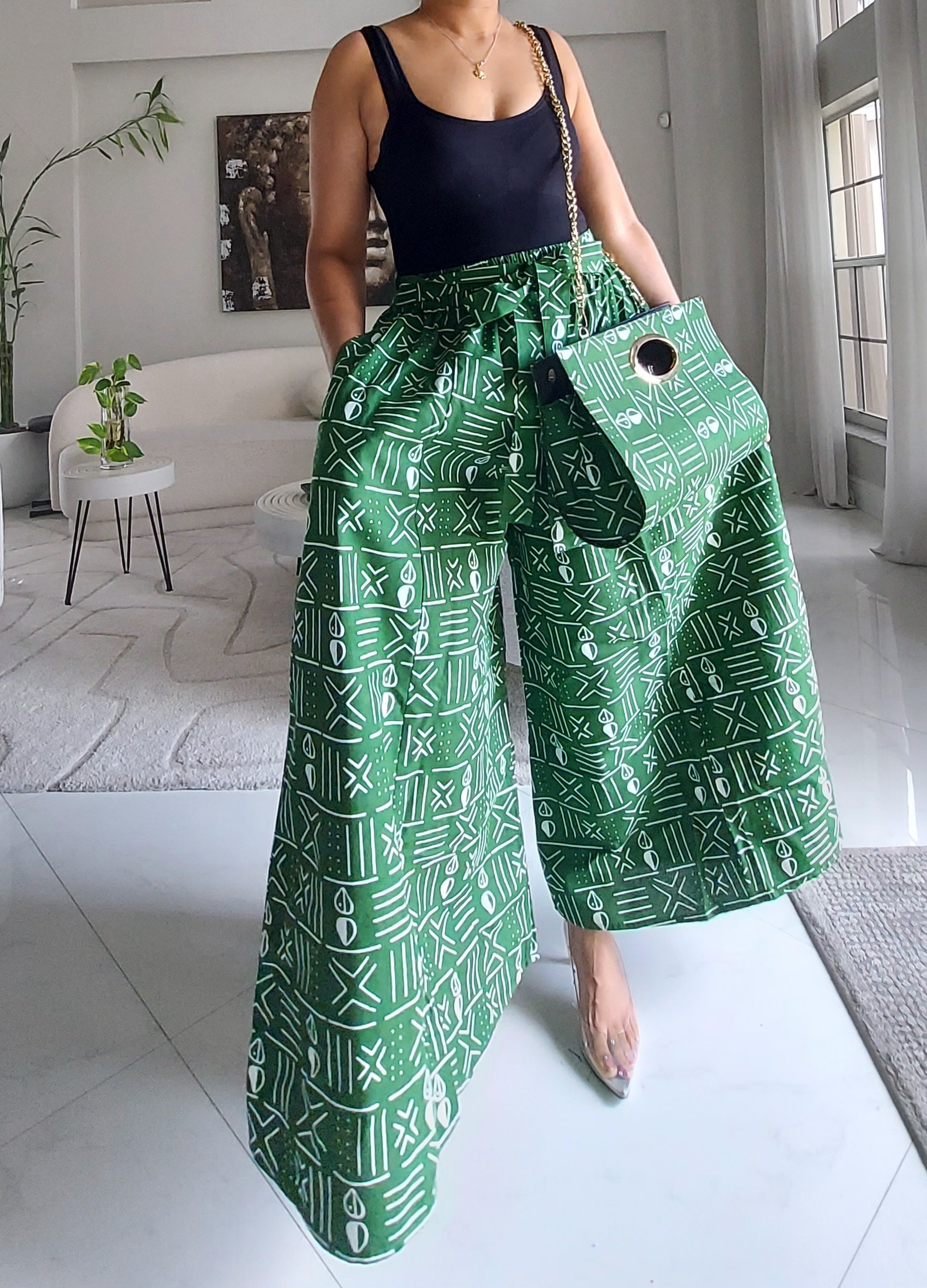 5-Piece African Ankara Pant Set Emerald - 019-PS14C