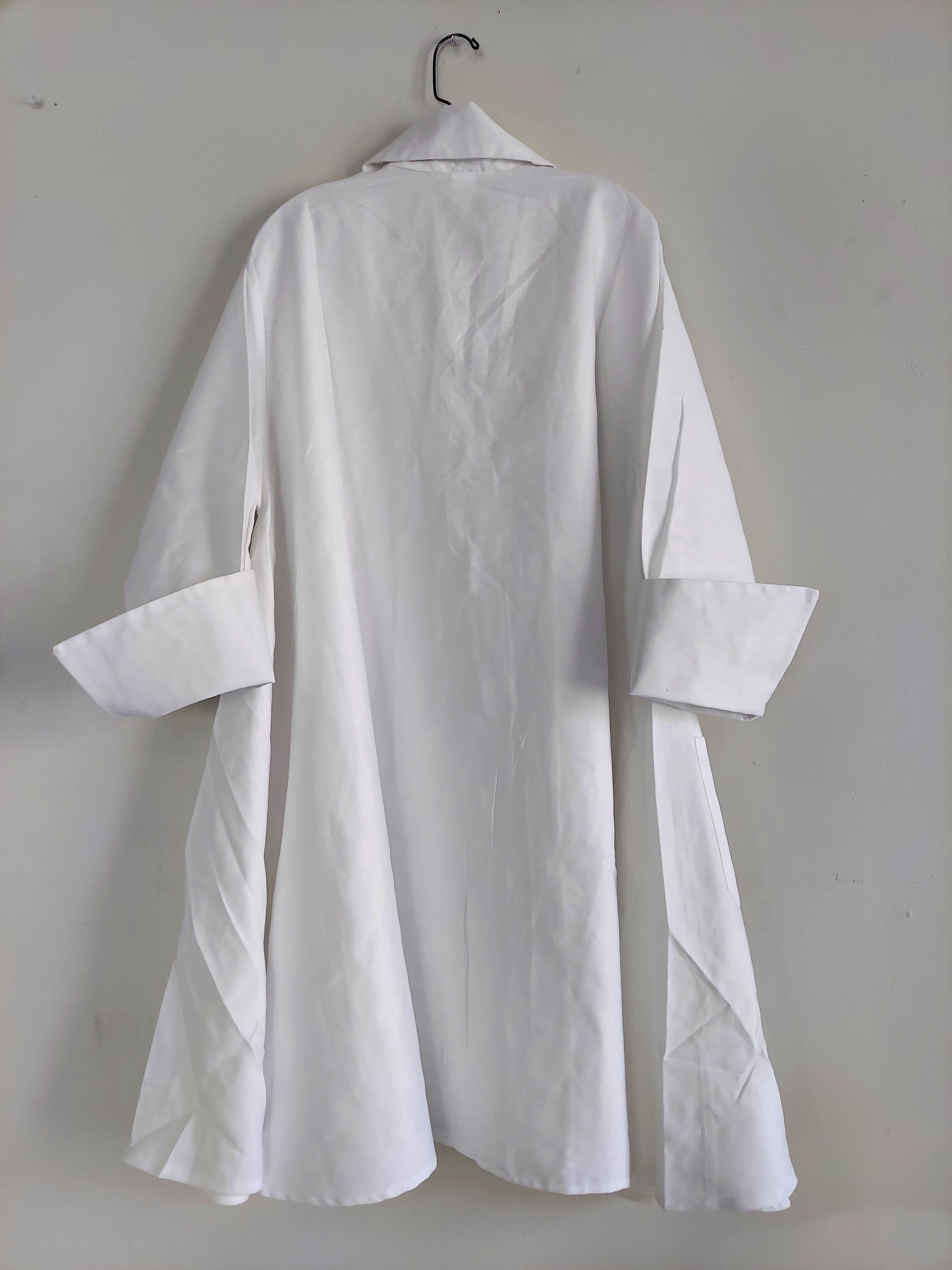 Cotton Swing Dress / Top  Wooden Buttons  White - DRS029S