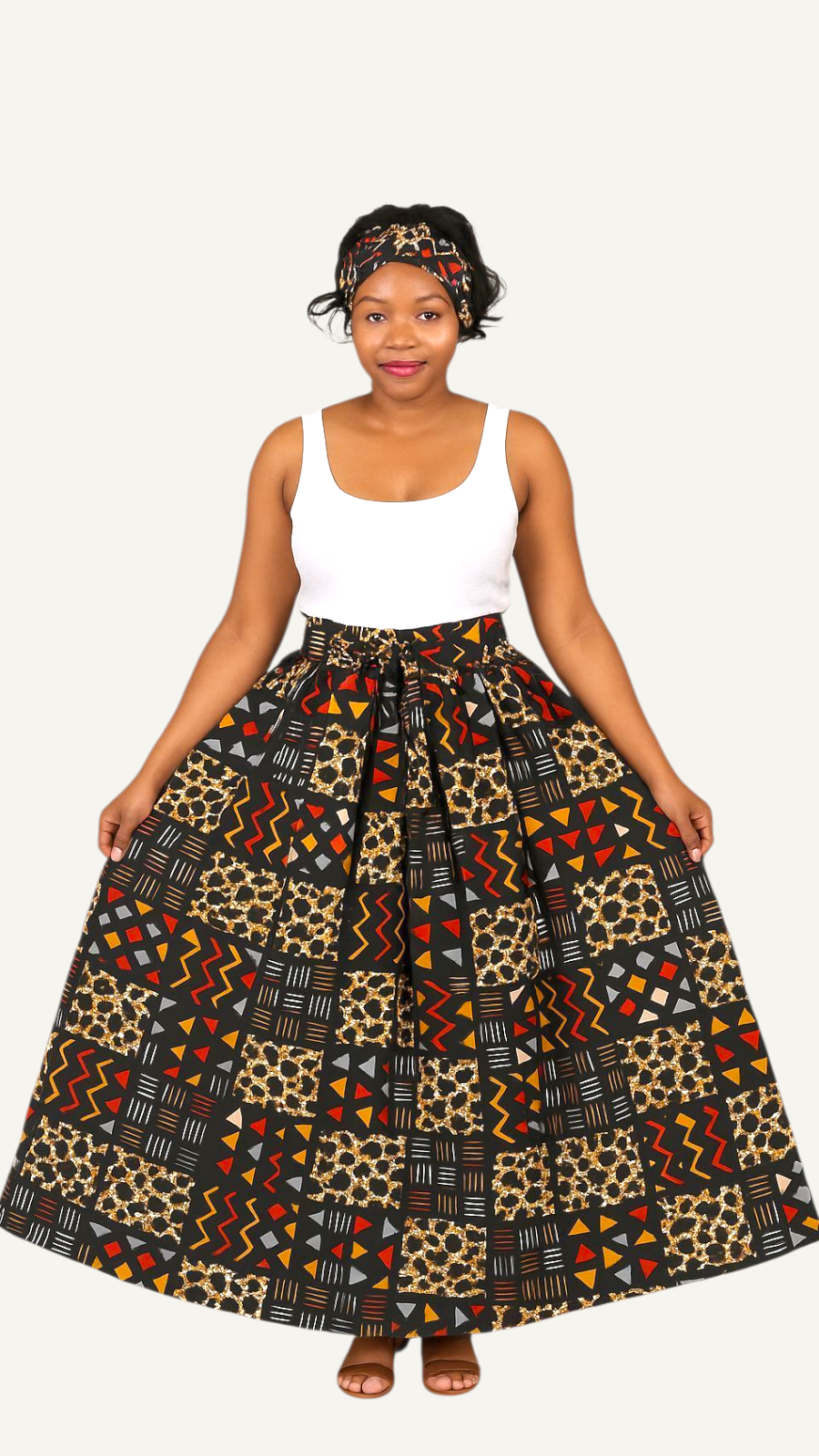 Woman Long Printed Maxi Skirt-1350 Multi