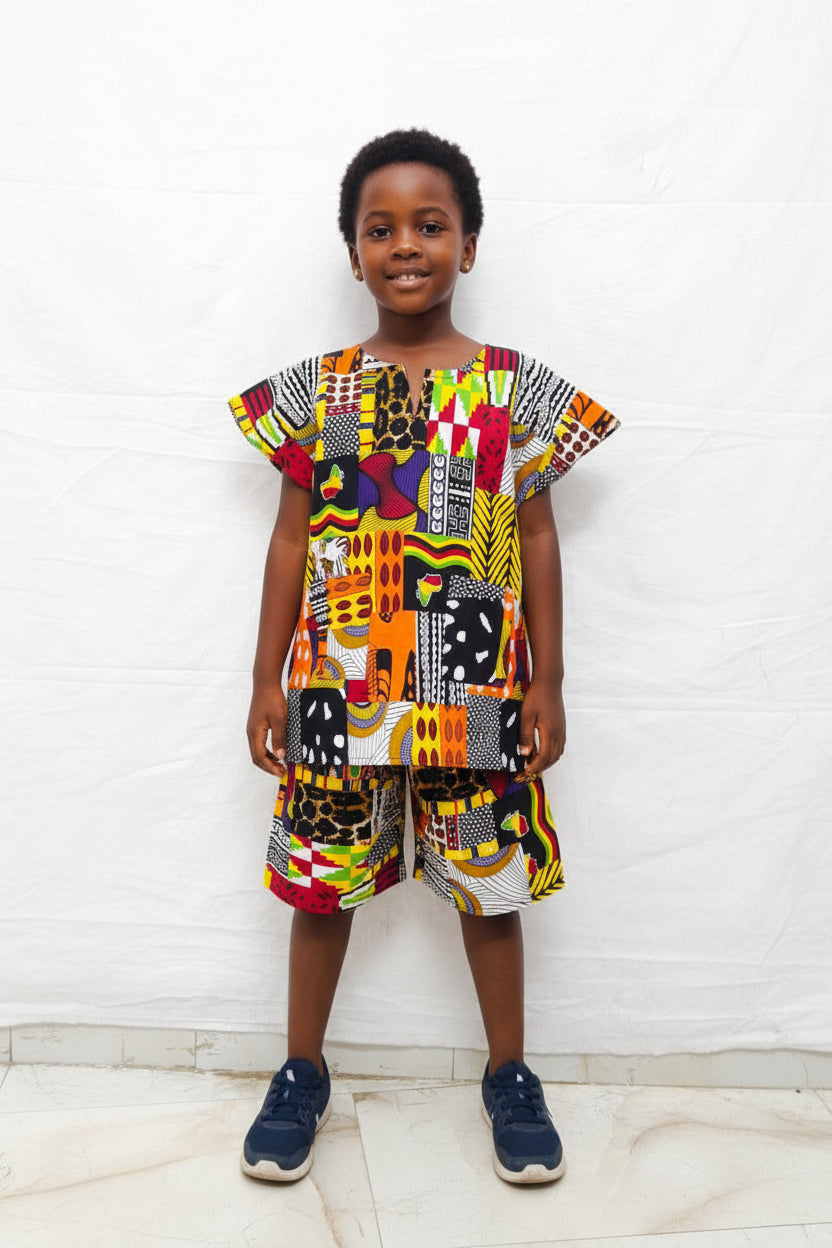Kids Sets African Print Shorts & Top Sets