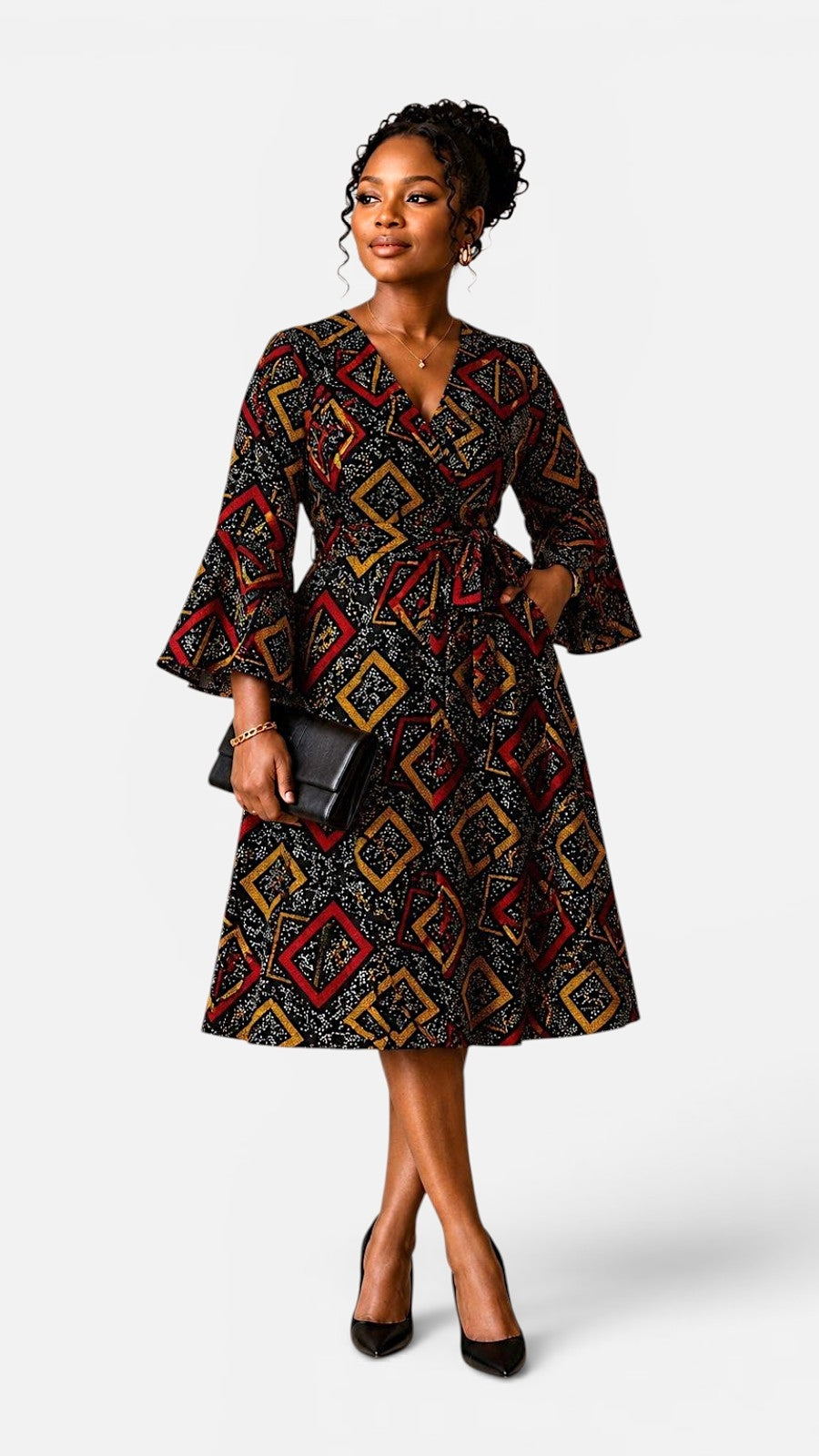Mid Length Wrap Dress  1370 Multi