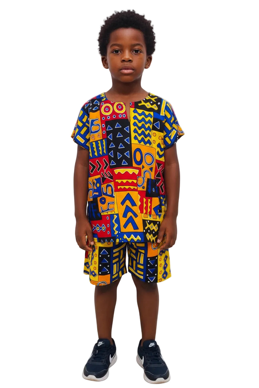 Kids Sets African Print Shorts & Top Sets
