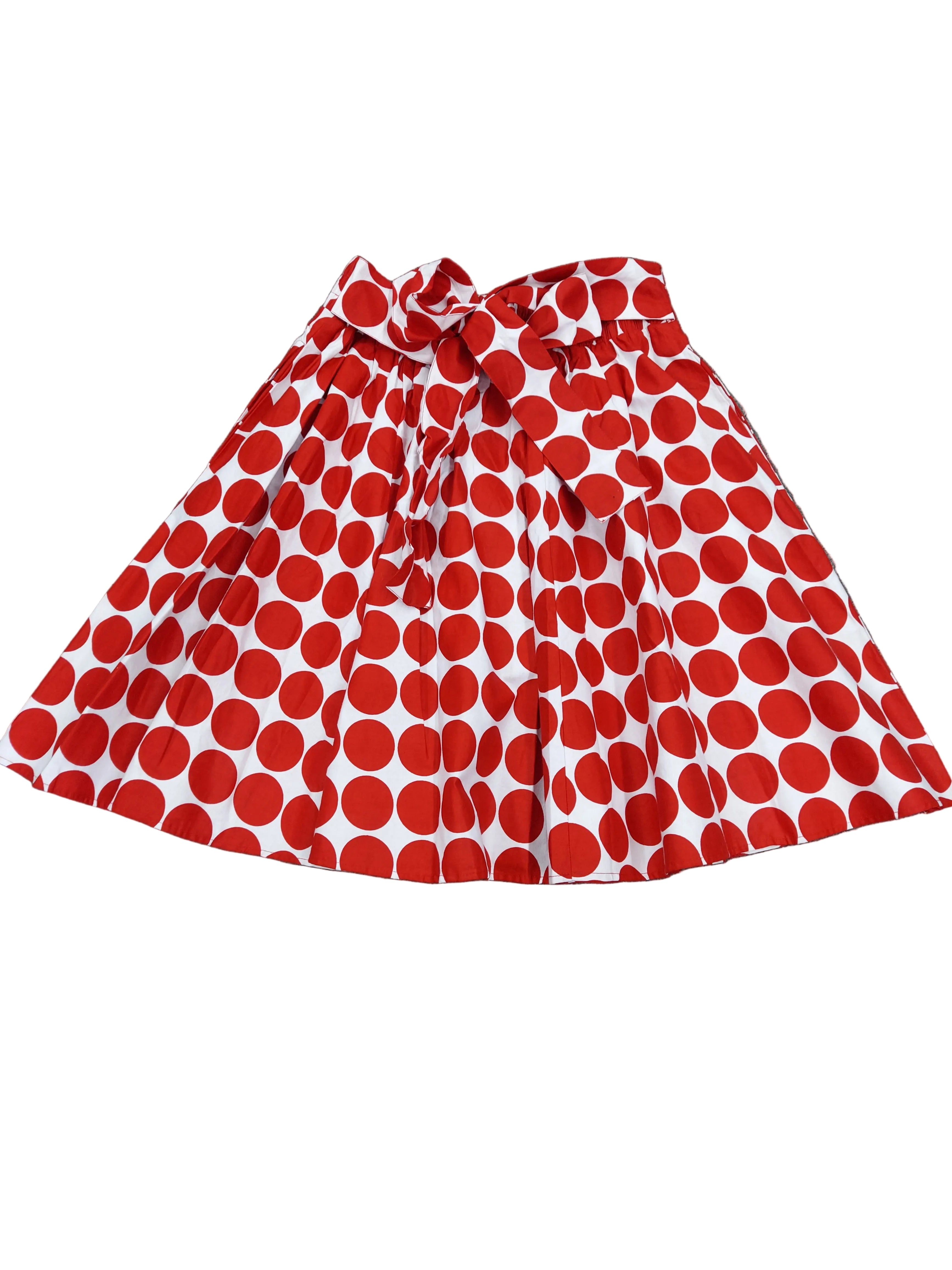 AA524-Woman short skirt - Red/White Polkadot