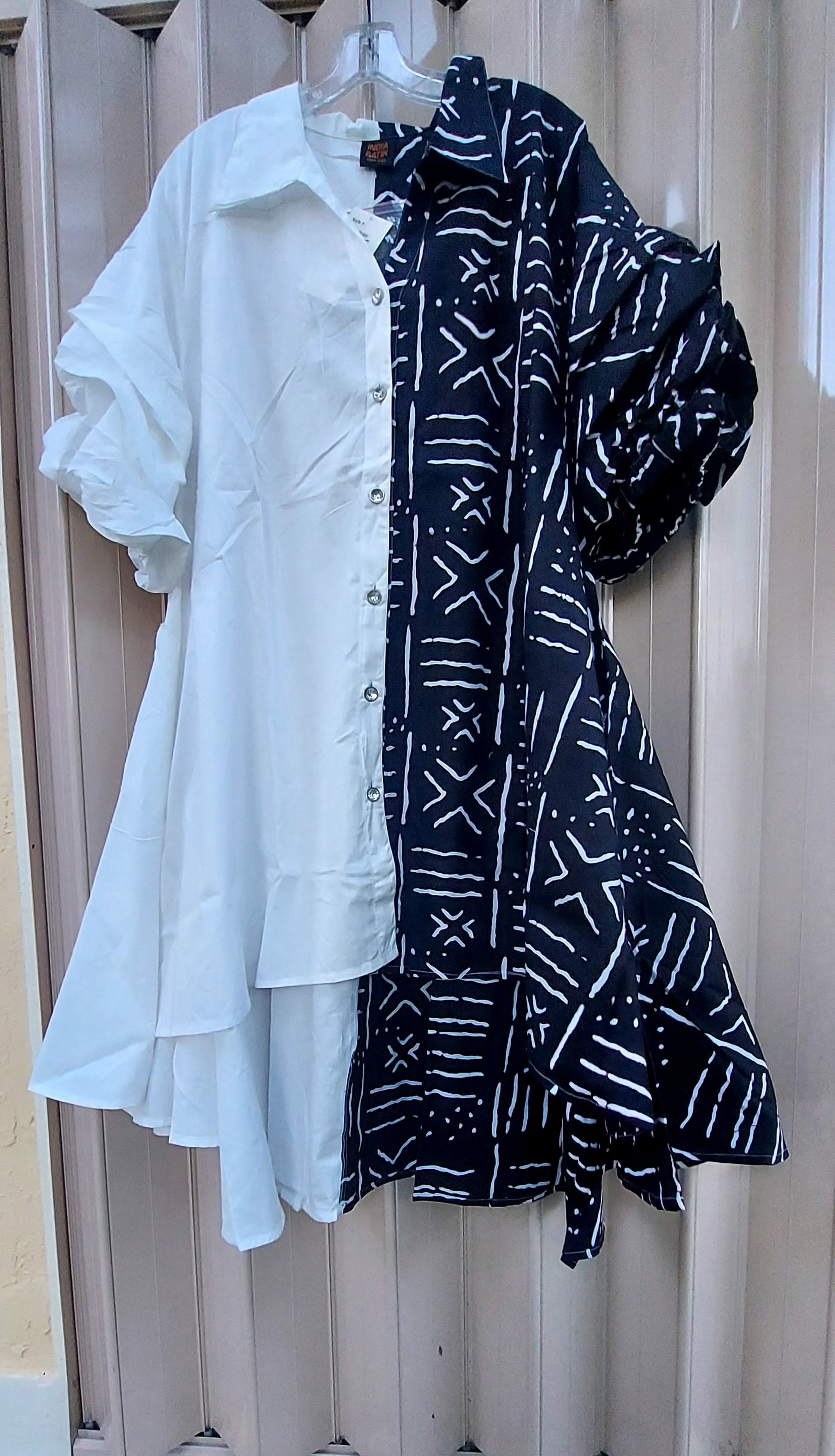 Swing Dress/ Cotton Two Tone 25013