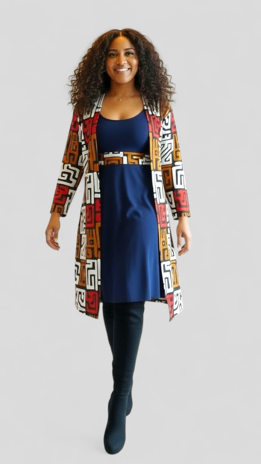 Kimono Mid Length Dress / Ankara Print  FJO17