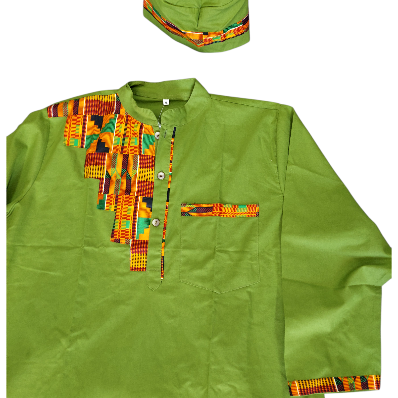 Men’s 3-Piece Traditional Set – Kufi Hat, Tunic Shirt & Long Pant
766 Green