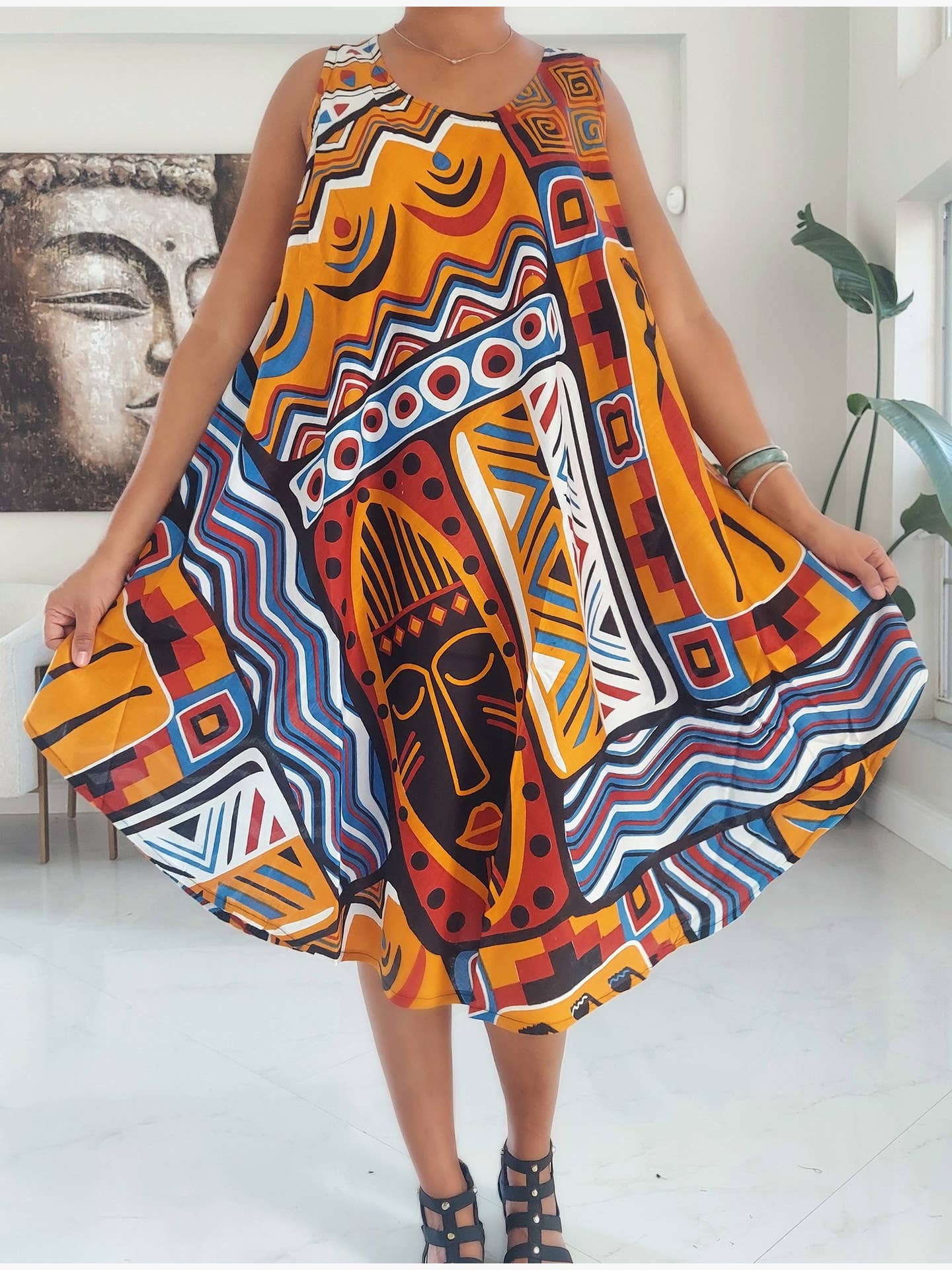 Umbrella Dress/ Beach Dress/ Tribal Print- 1691