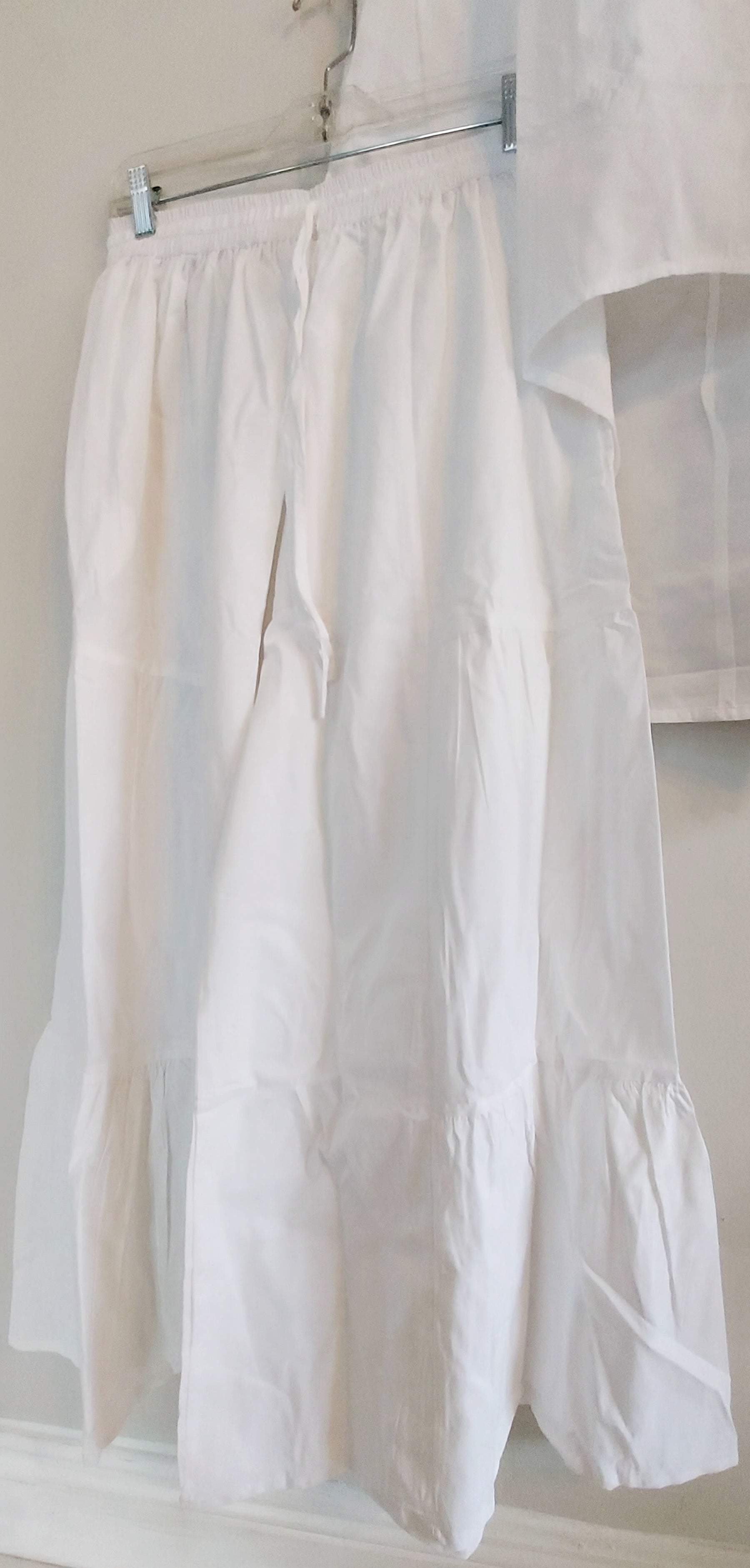 Cotton palazzo Pant & Blouse Set White 9002