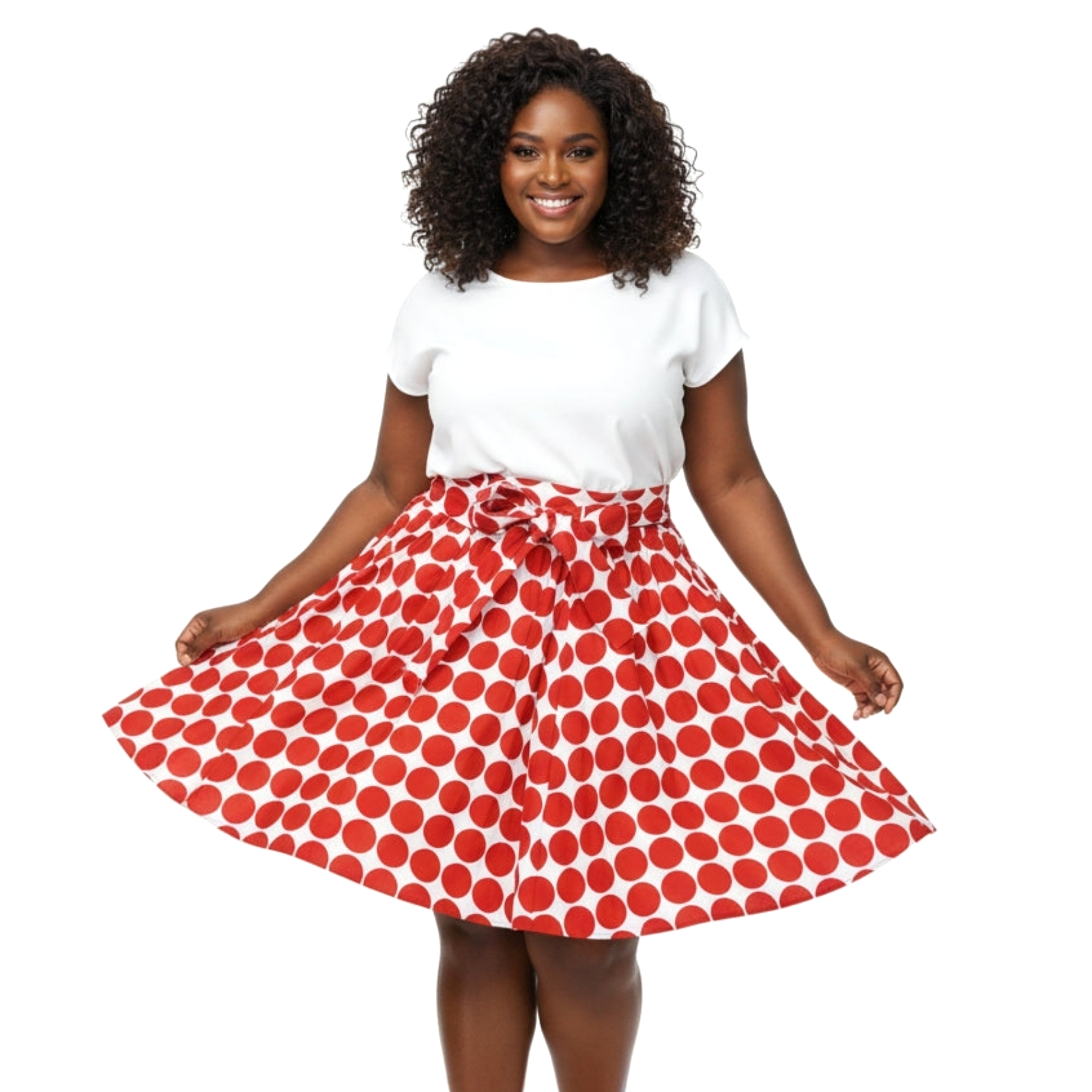 AA524-Woman short skirt - Red/White Polkadot