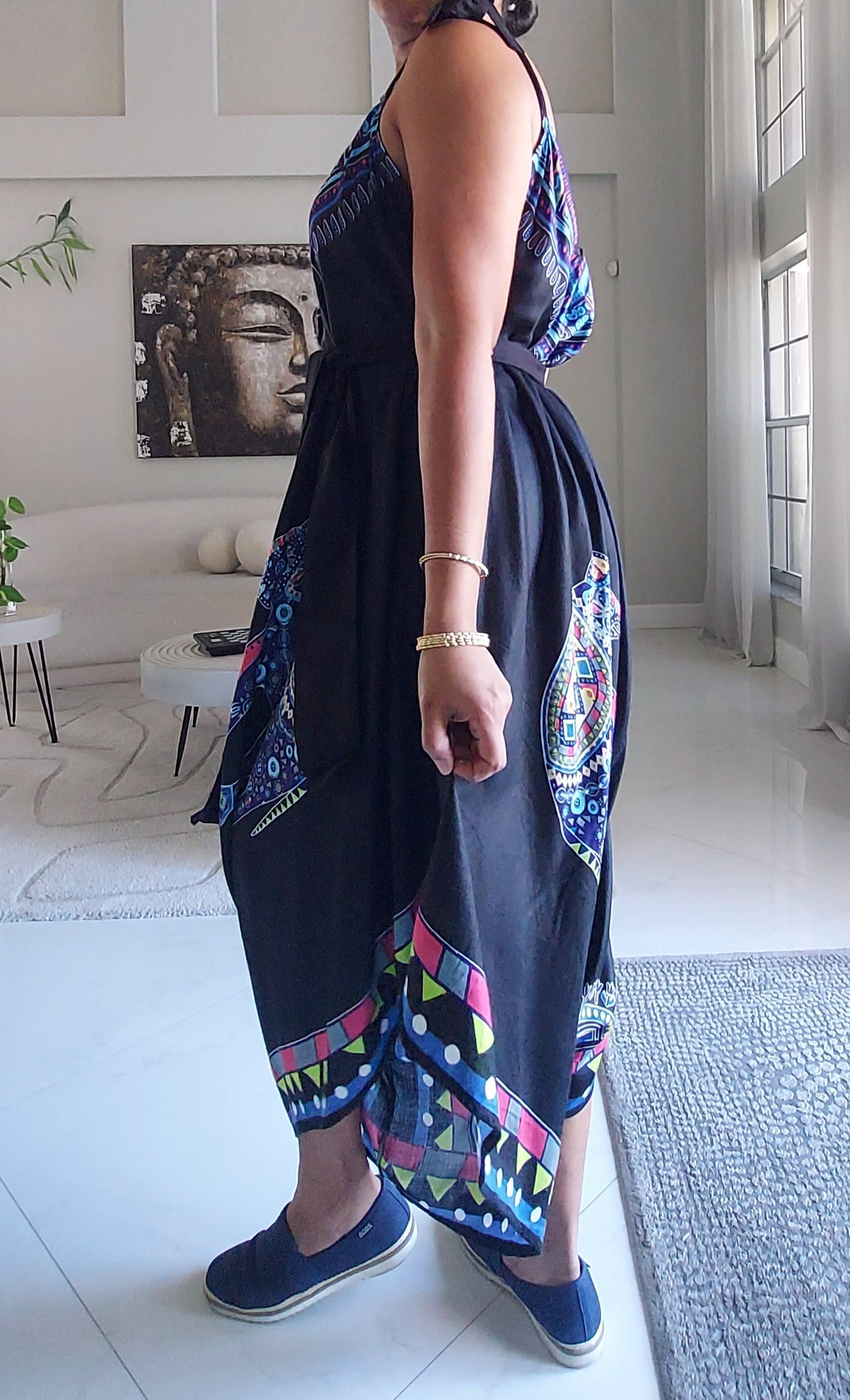 Harem Romper / Jumper  Elephant Print Blue -009