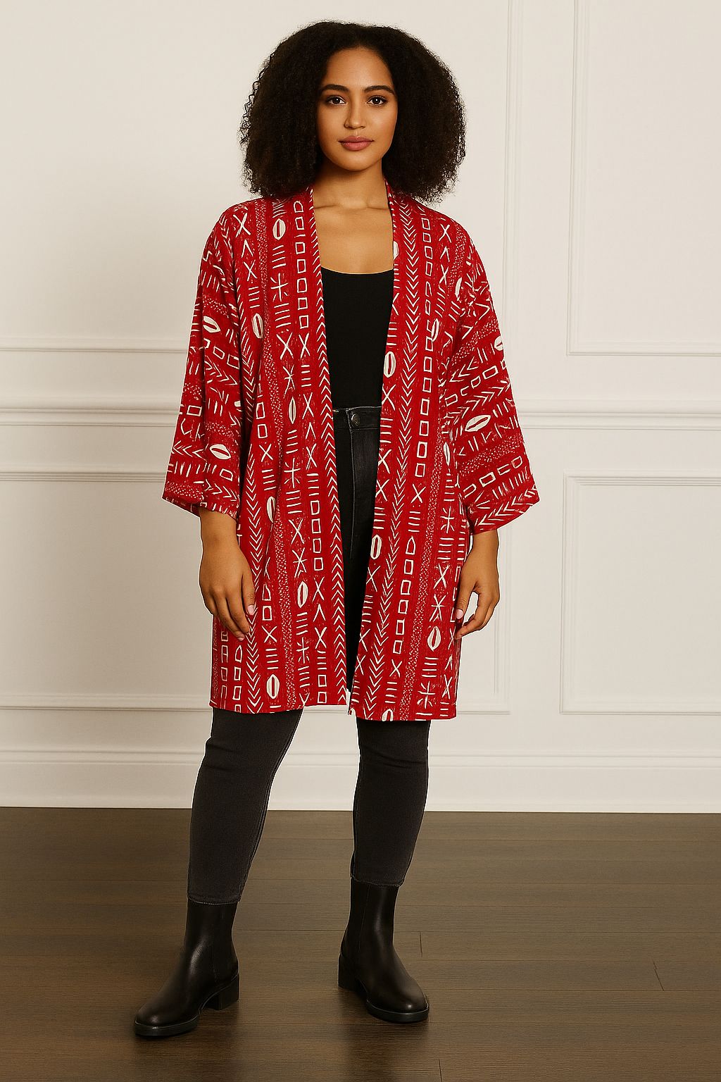 Kimono Mid Length Dress / Ankara Print  FJO17