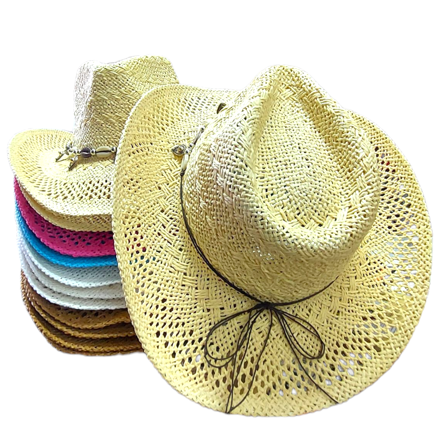 Cowgirl Straw Hat / Pack of 12 Western Hat- Cowrie Shell