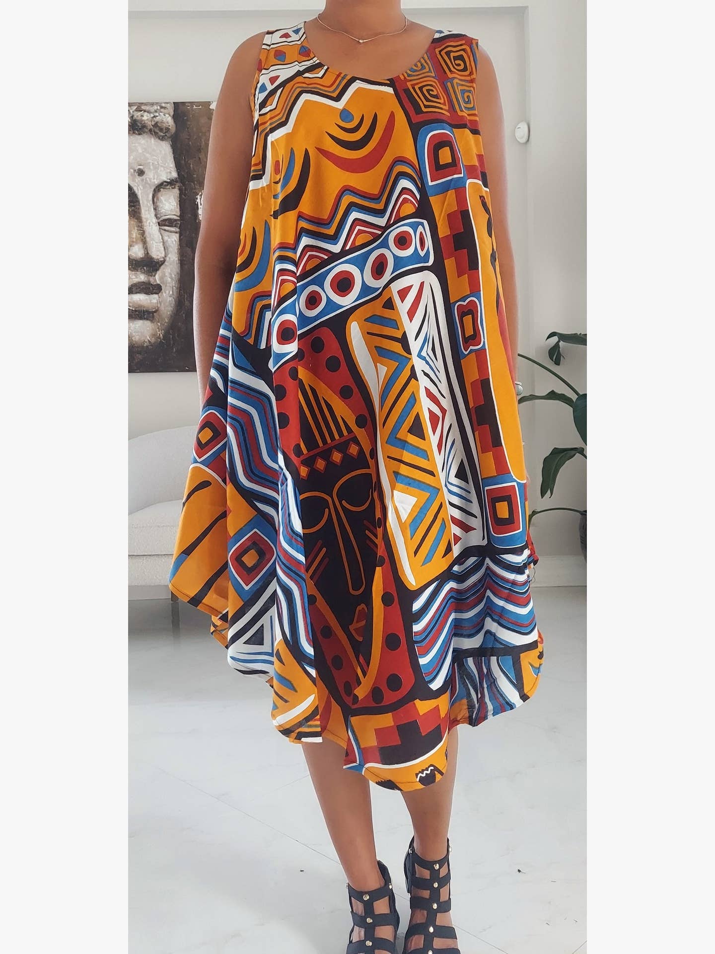 Umbrella Dress/ Beach Dress/ Tribal Print- 1691