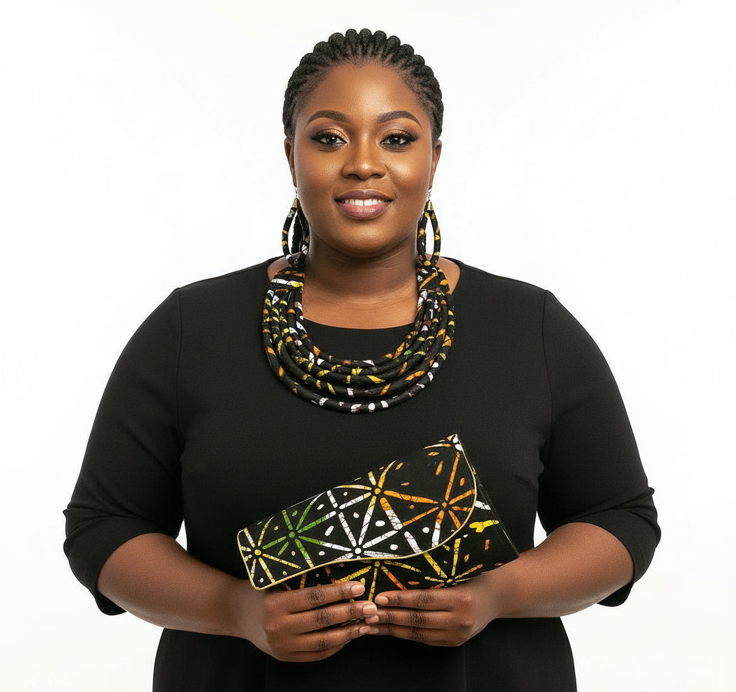 Clutch Bag & Rope  Necklace Set /African Print /Ankara16