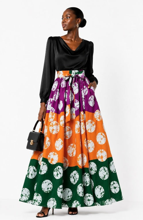 Woman Long Printed Maxi Skirt-1350-2