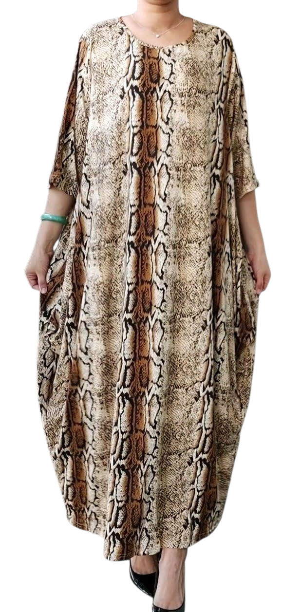Bubble Dress/Mid Length Sleeves/ Snake Print-161