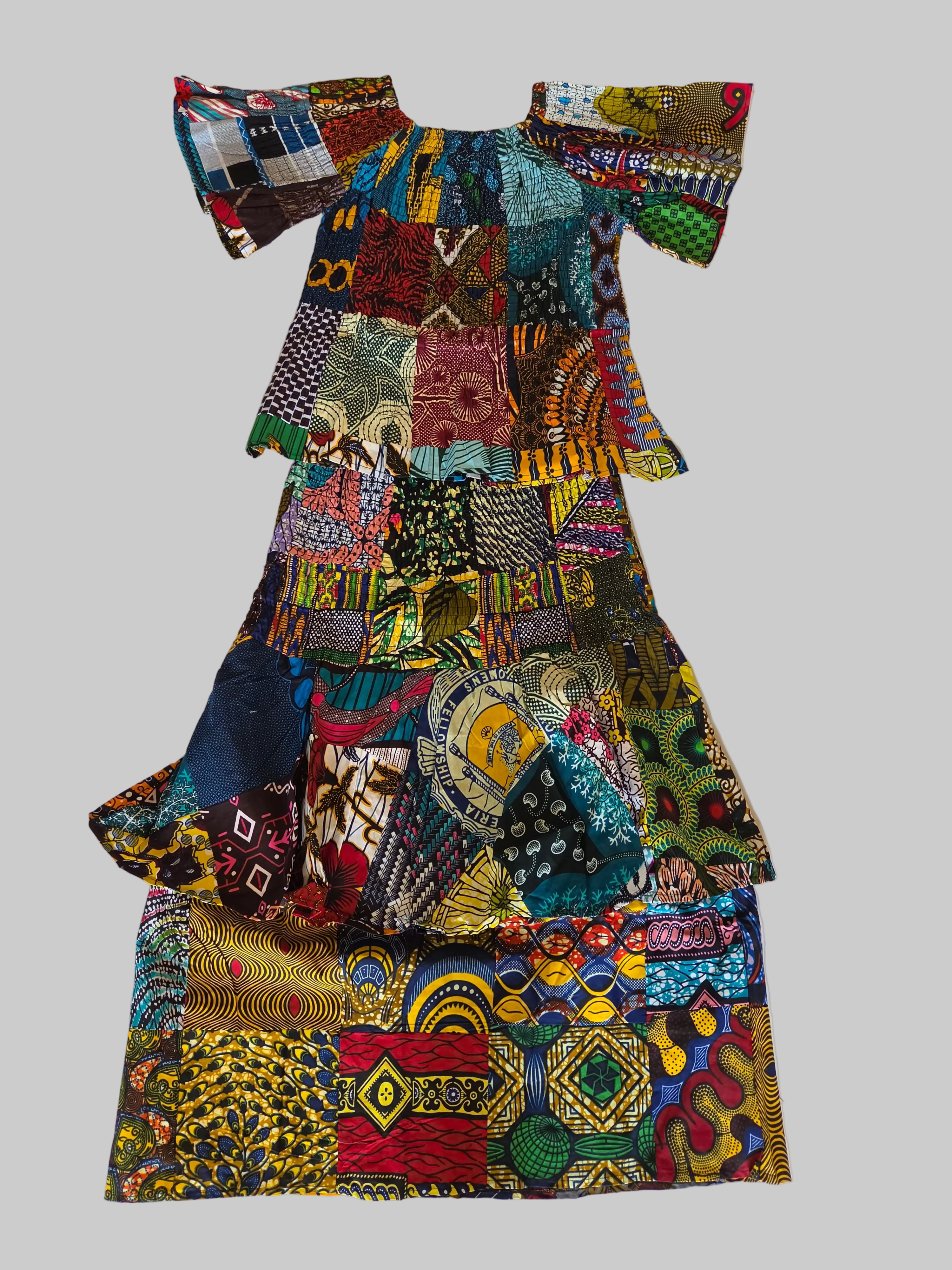 Smocked fit & flare Skirt & Blouse Set -  Patch Print One of A Kind PTS15