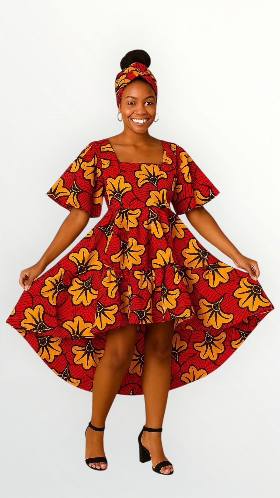 Women High/Low Flounce Dress  -DRS045