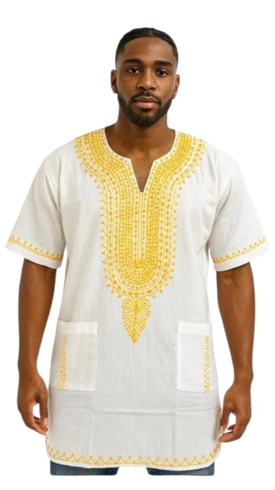 M031 Unisex/ Men/women kurta  Embroidery Top - White
