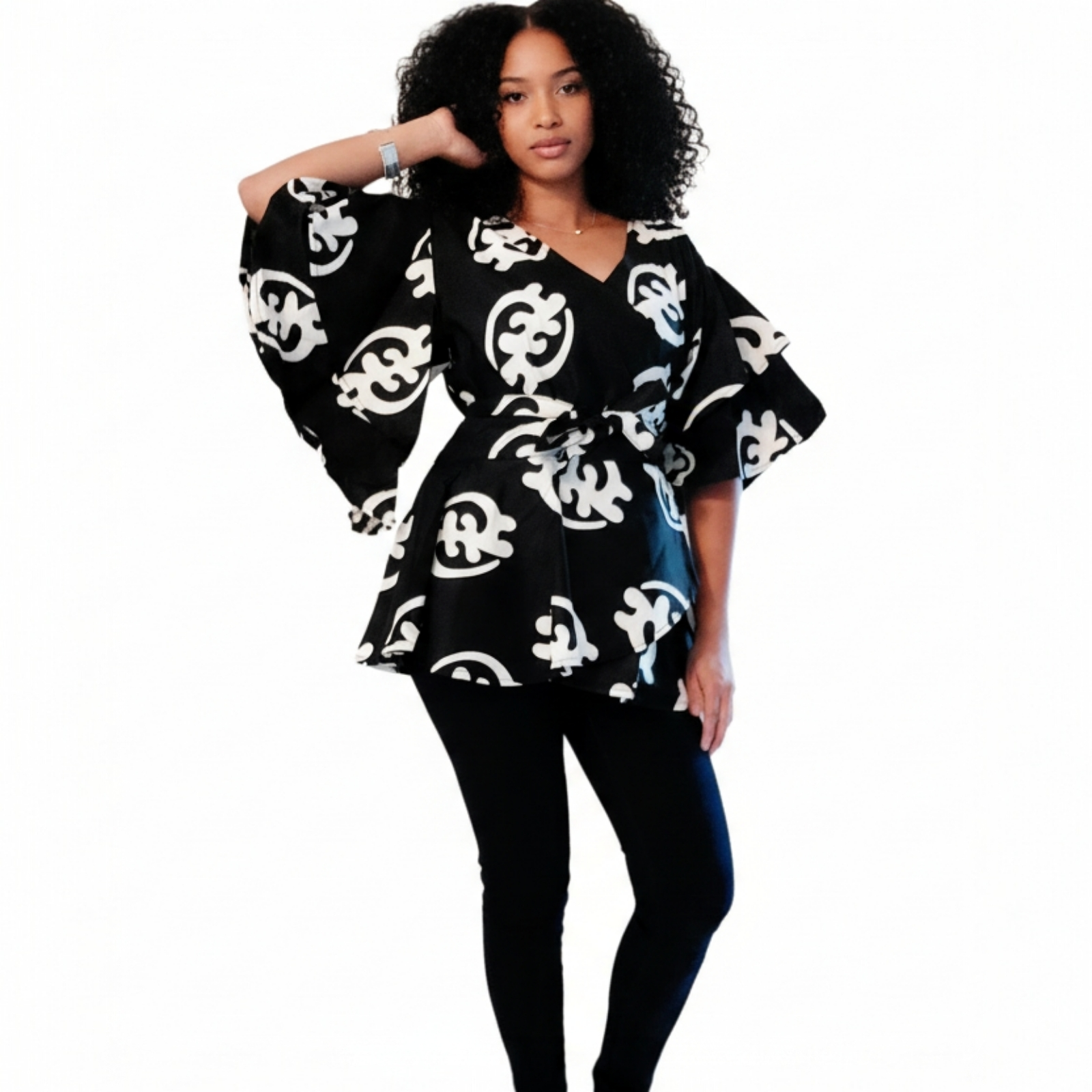 1203- Wrap Blouse- Gynamee Print