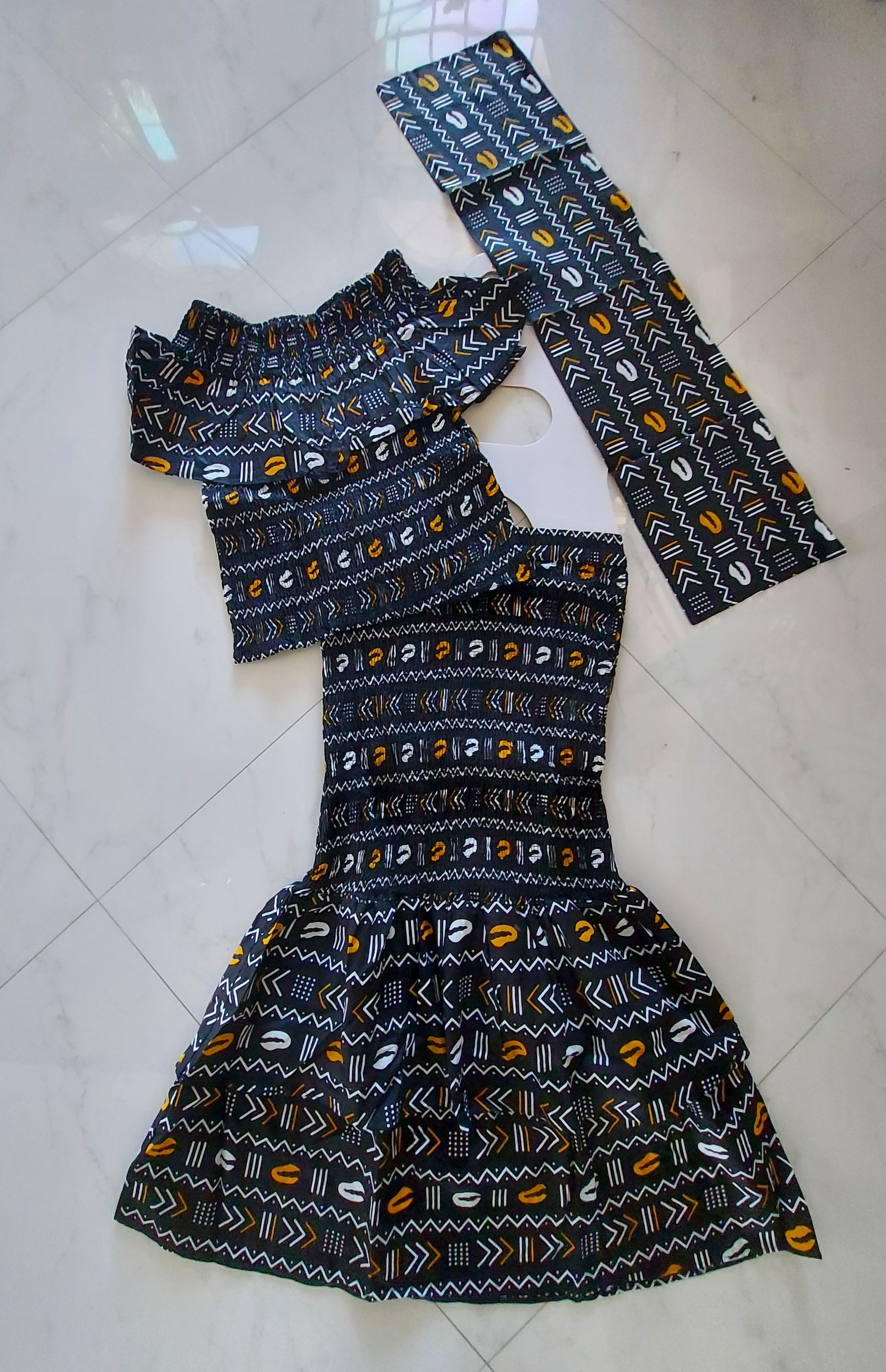 Smock fit & flare Skirt & Blouse Set-DRS019