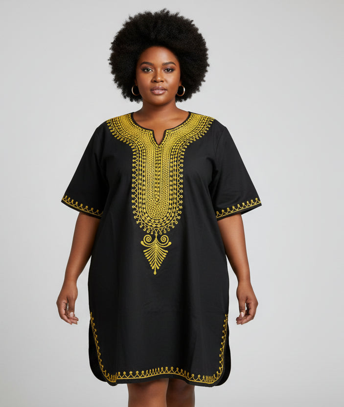 M031 Unisex/ Men/women kurta  Embroidery Top - Black