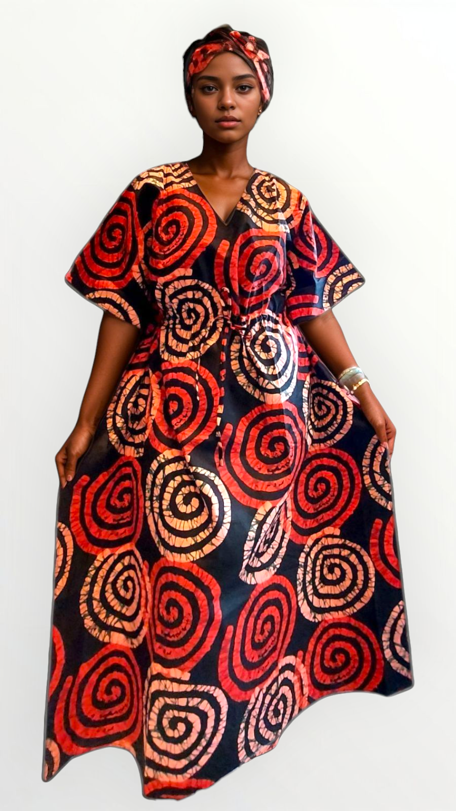 Cotton Kaftan Dress - 9000 Red