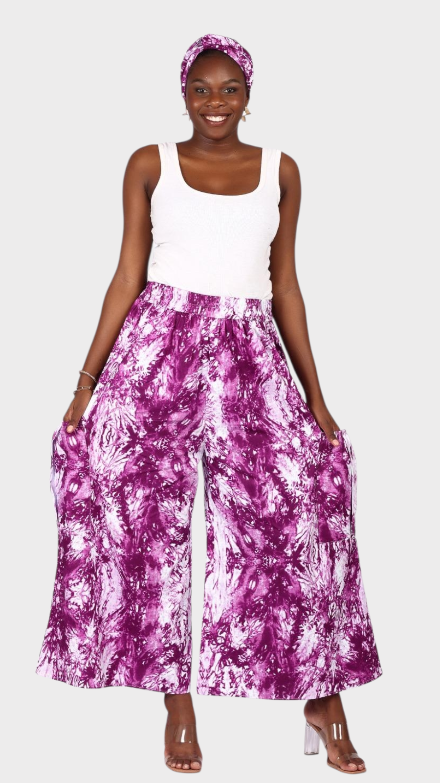 Big Pocket Palazzo Pant Print KVZ809 H