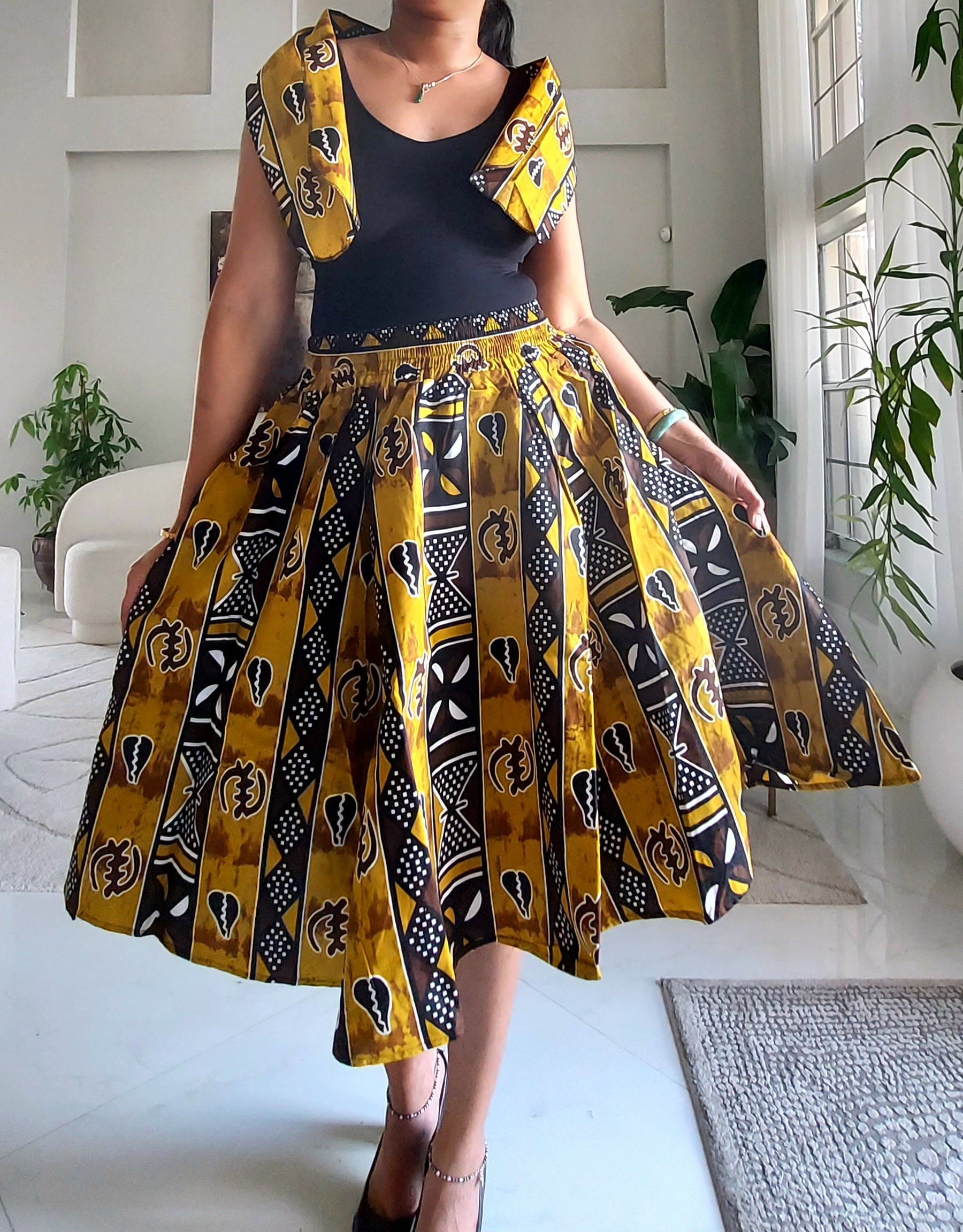 7819 Wrap Blouse & Mid Length Skirt Set