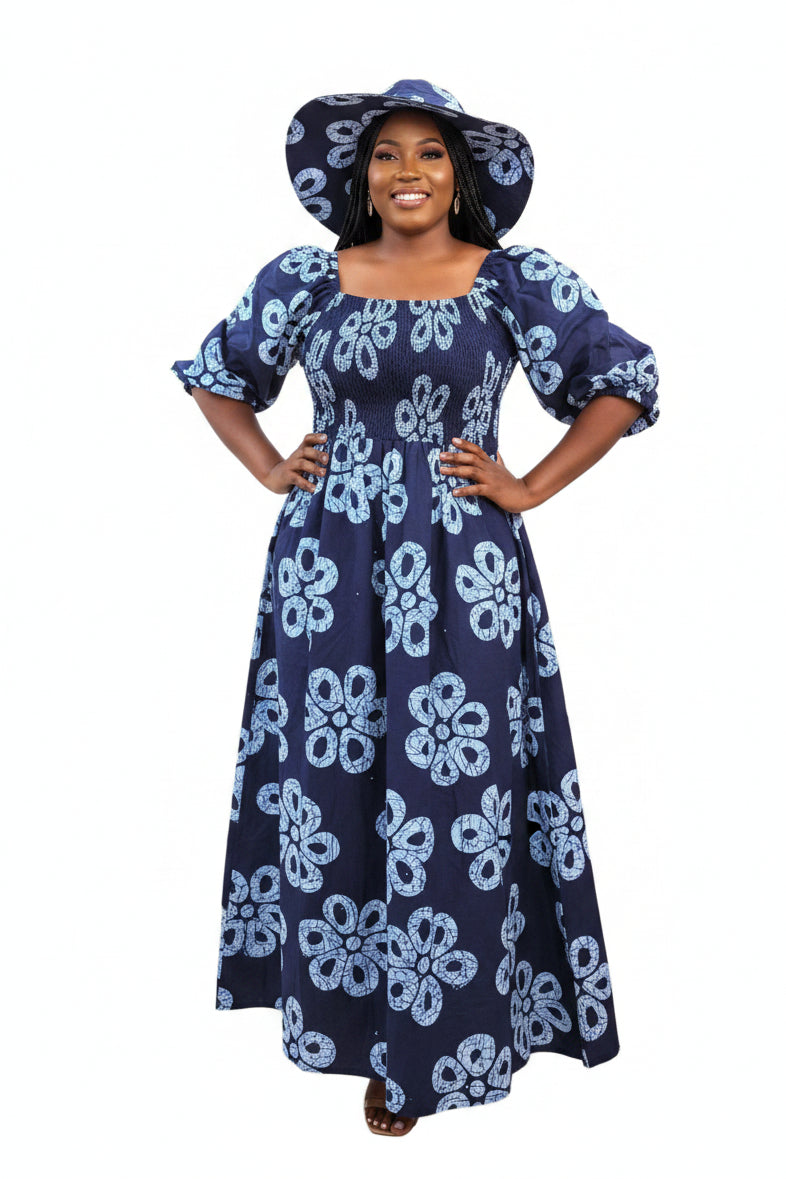 Maxi Slit Dress with Hat S6