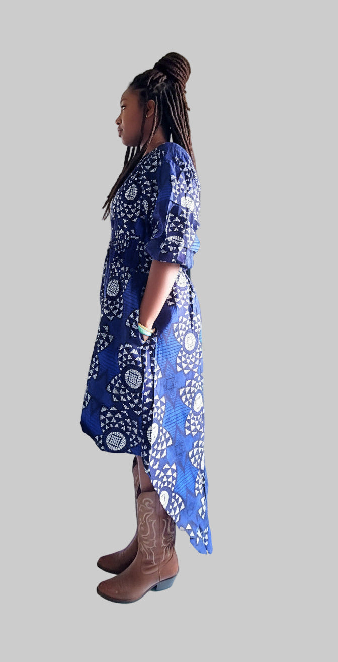 7285- Women High/ Low Dress Blue64